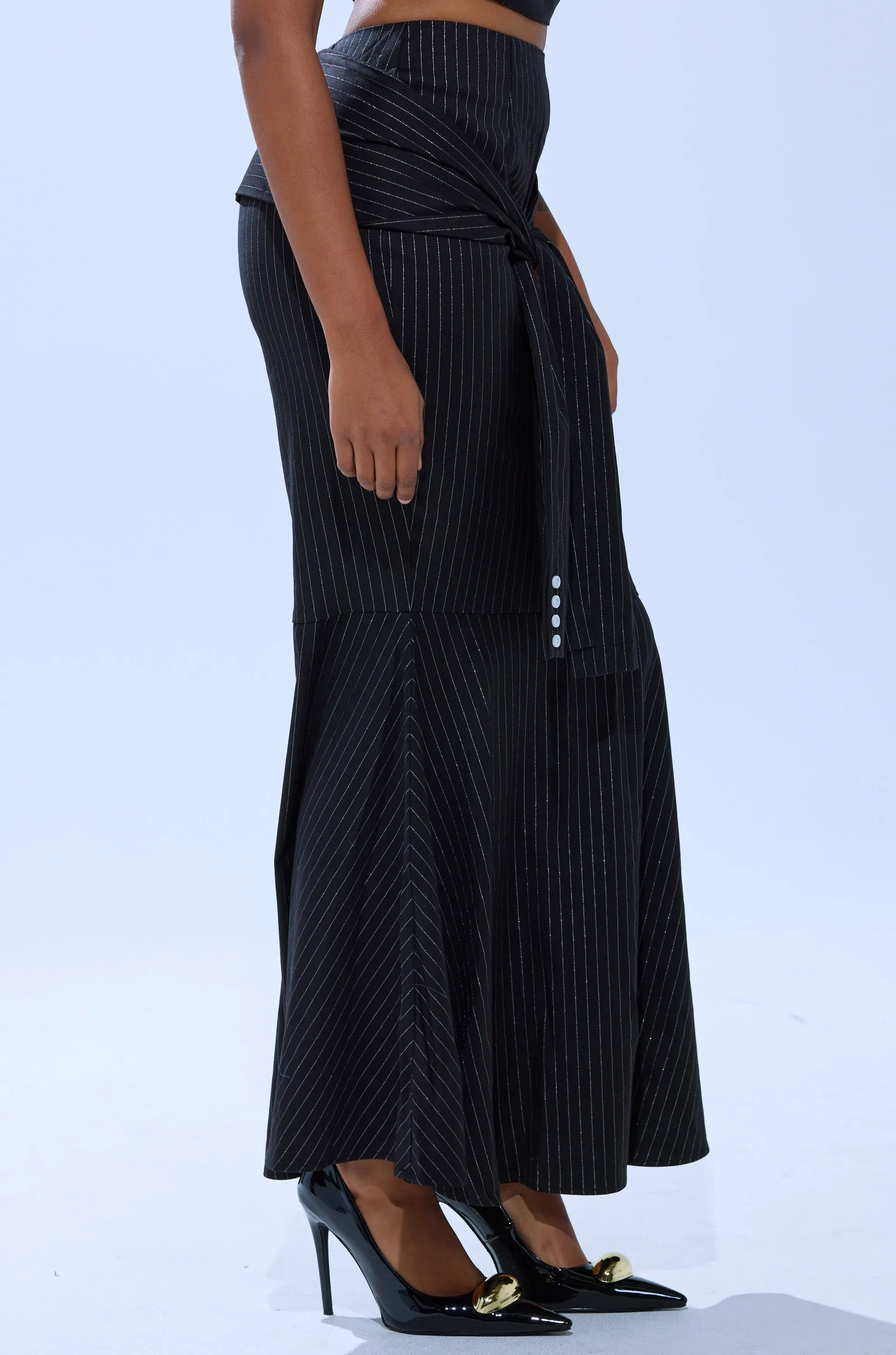 BUSINESS ONLY PINSTRIPE MAXI SKIRT sold by AKIRA product image thumbnail 4