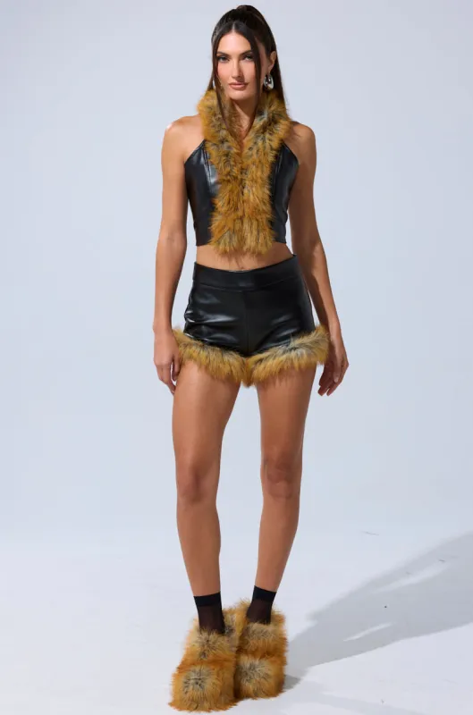 DONT TOUCH SHORT WITH FUR TRIM sold by AKIRA