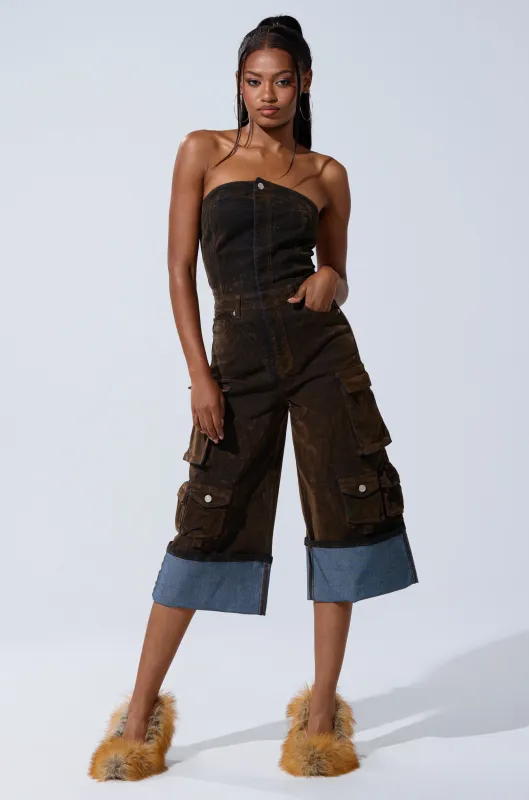 ALICIA CROPPED CARGO JUMPSUIT sold by AKIRA