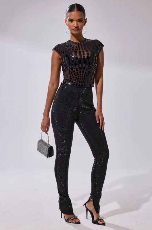 SPARKLE QUEEN RHINESTONE LEGGING sold by AKIRA
