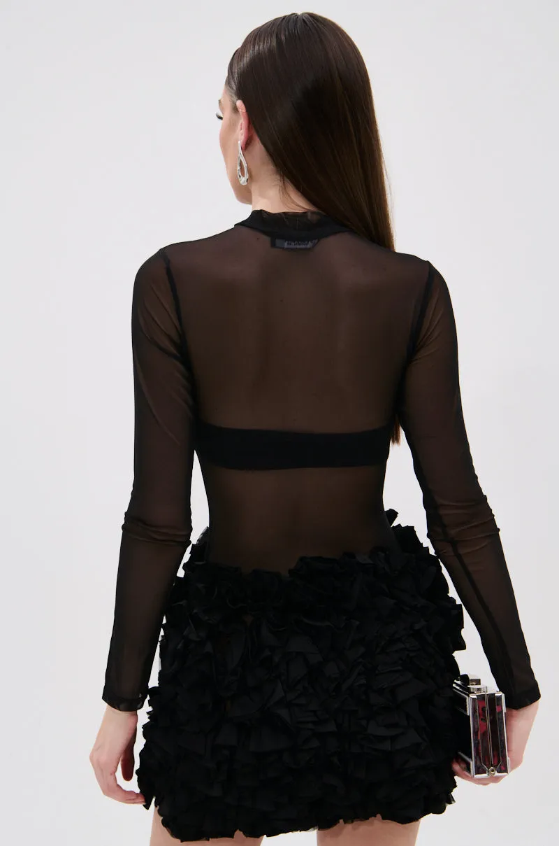 KELYN MESH MINI DRESS IN BLACK sold by AKIRA product image thumbnail 5