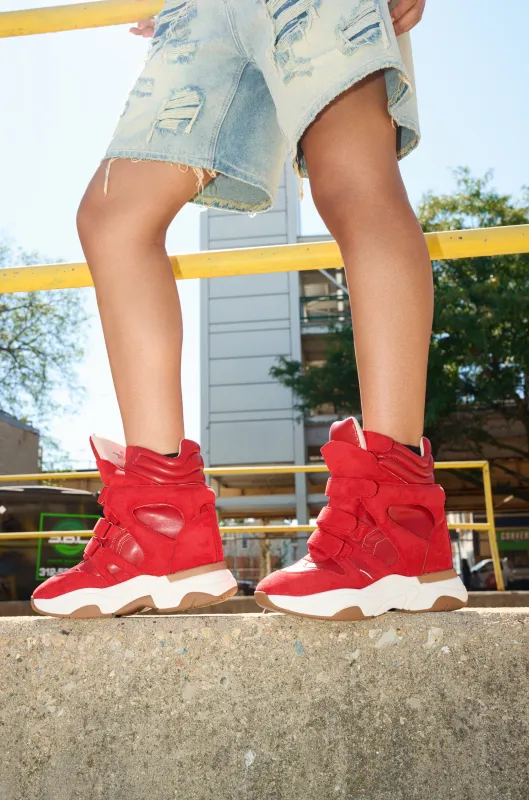 MARANTO RED WEDGE SNEAKER sold by AKIRA
