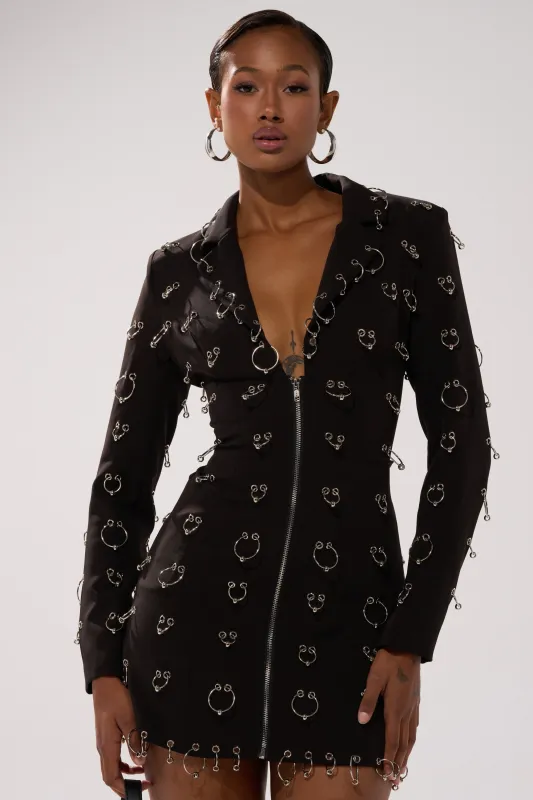 ALL OVER PIERCING BLAZER DRESS sold by AKIRA