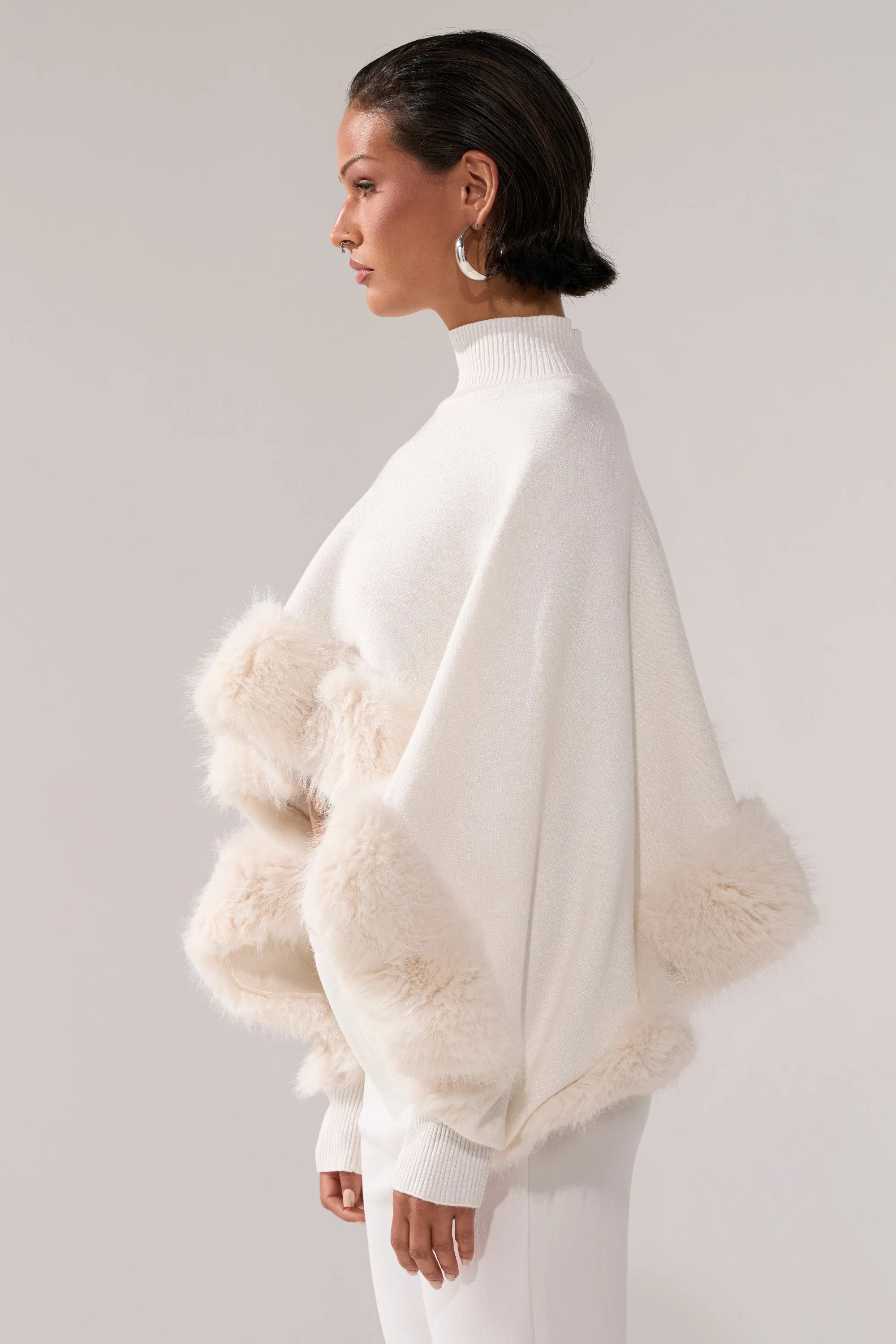 QUIET LUX FUR TRIM SWEATER IN WHITE sold by AKIRA product image thumbnail 4