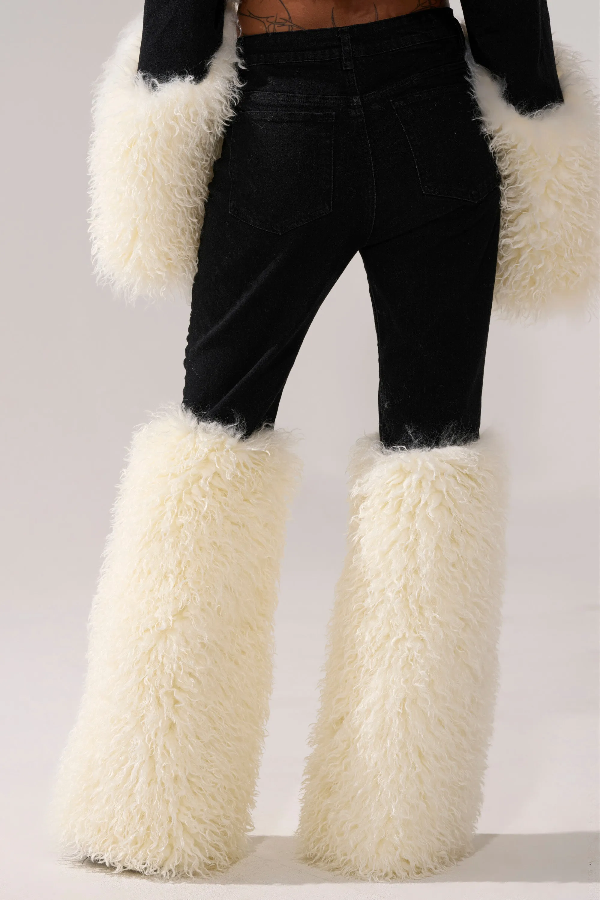 SITTING PRETTY FUR TRIM DENIM sold by AKIRA product image thumbnail 5
