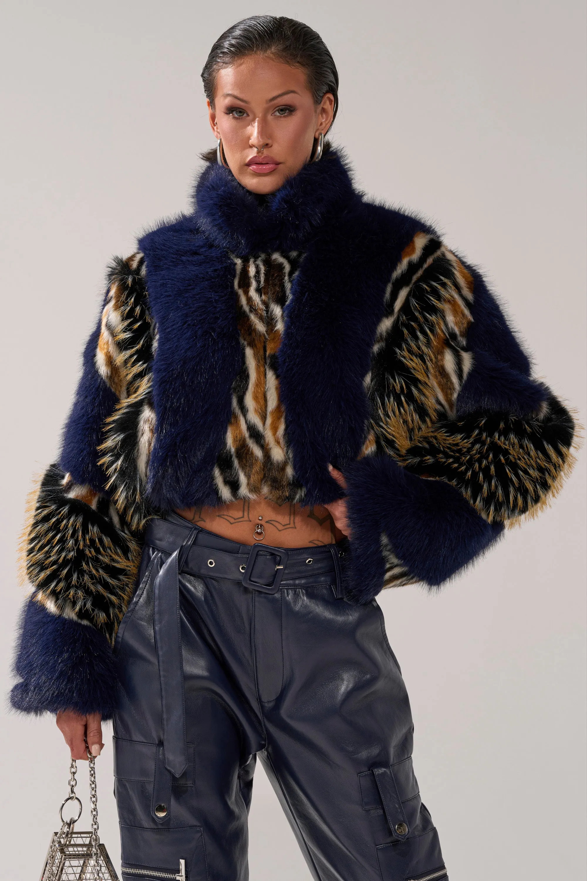 CYCLONE PATCHWORK FAUX FUR sold by AKIRA