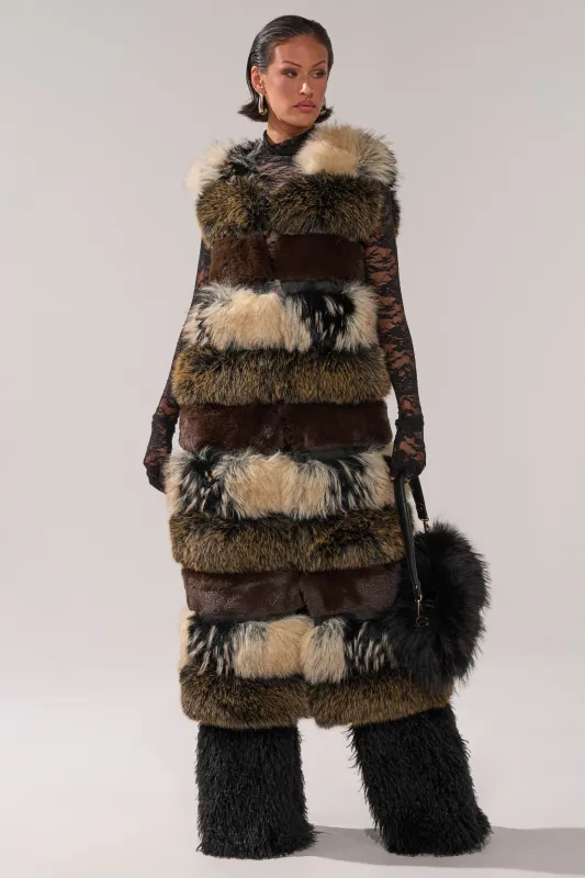 PORTIA PANELED FUR VEST sold by AKIRA