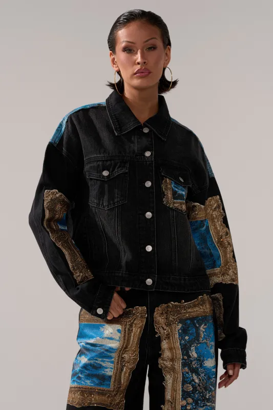 WORK OF ART GRAPHIC DENIM JACKET made by AKIRA