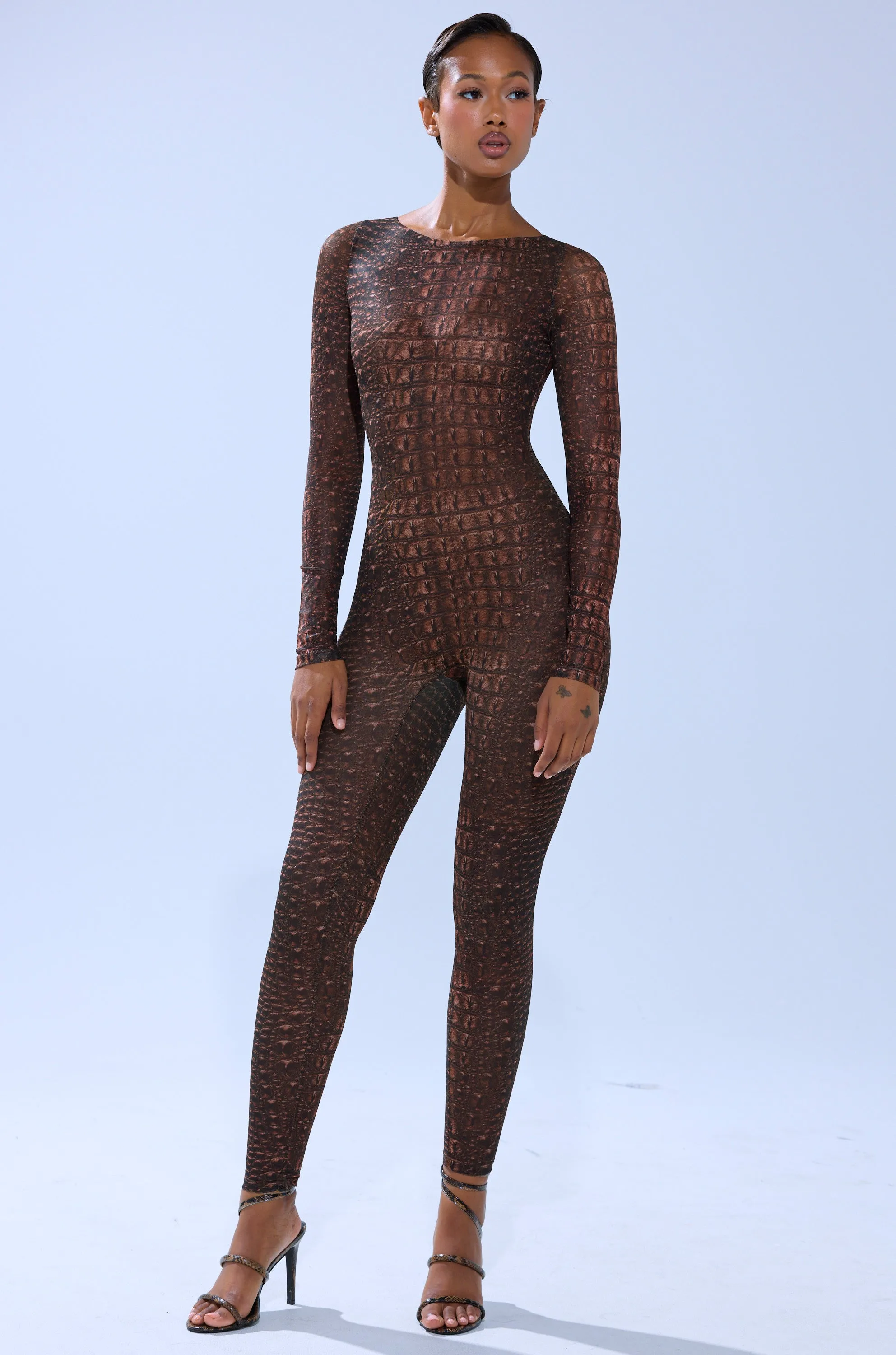 TRY AND GET ME SNAKE MESH JUMPSUIT sold by AKIRA product image thumbnail 3