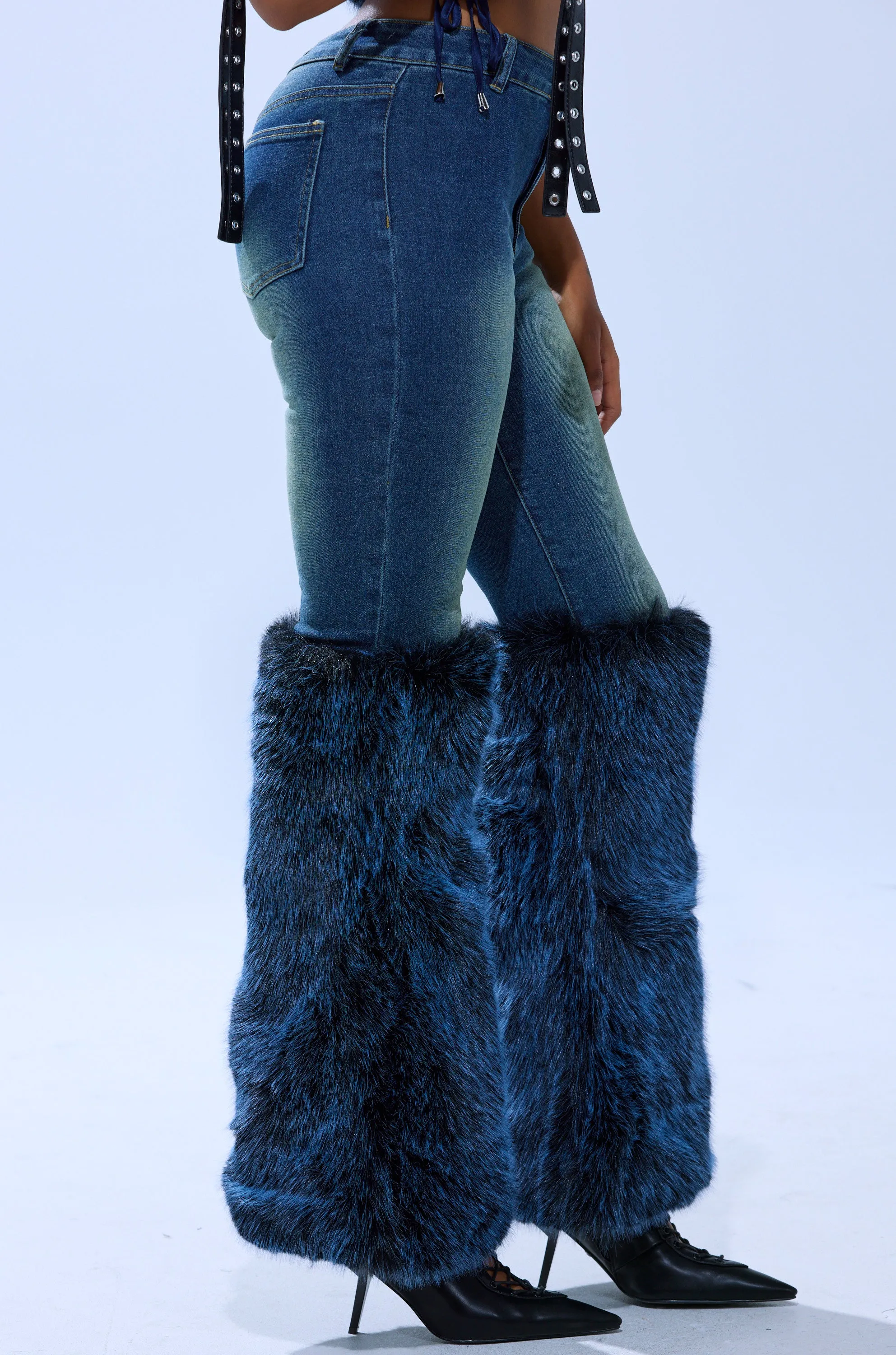 ALL A DREAM DENIM PANT WITH FUR CUFFS sold by AKIRA product image thumbnail 4