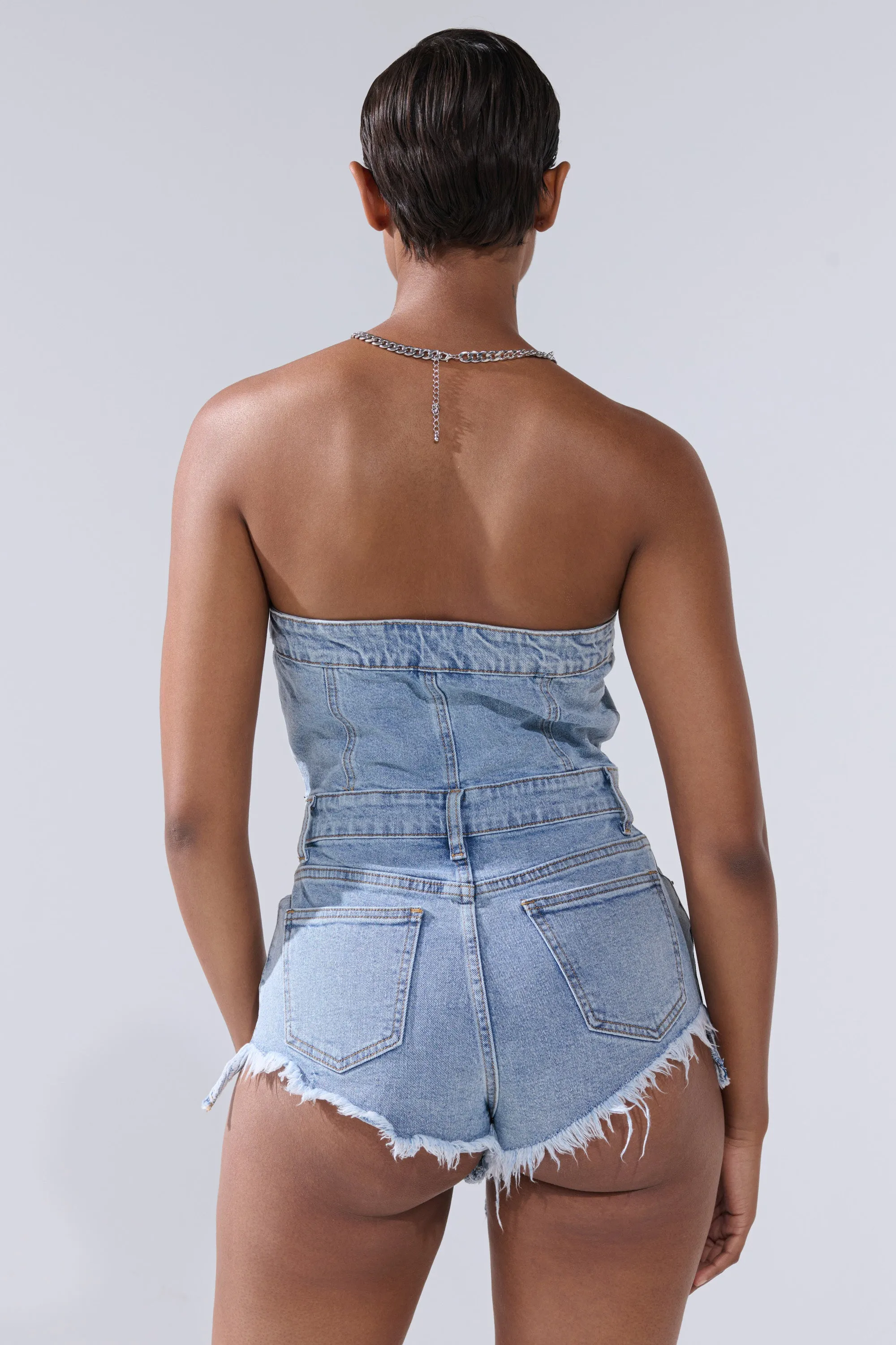 COOL IT COWBOY DENIM ROMPER sold by AKIRA product image thumbnail 4