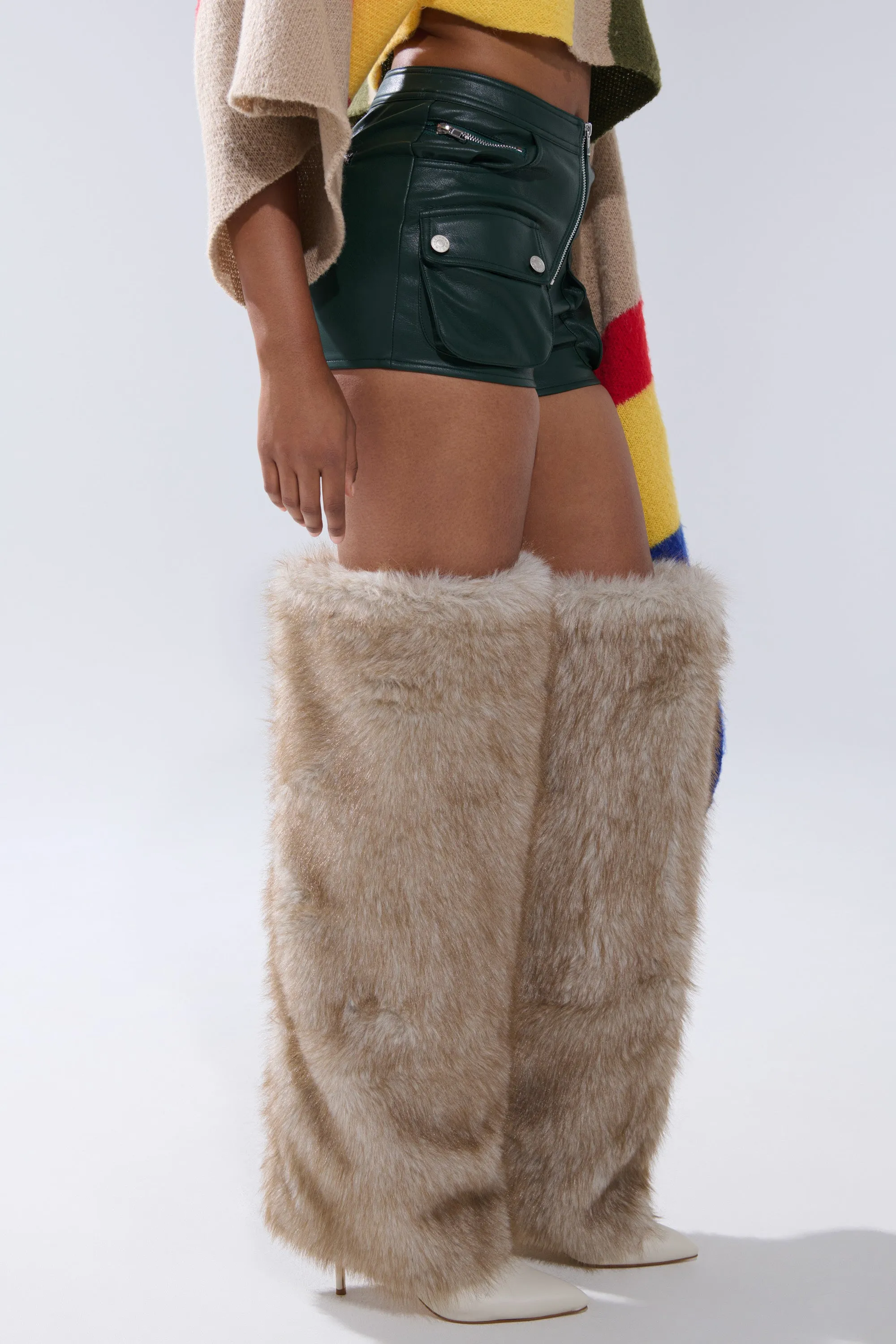 FAUX LEATHER MINI CARGO SHORTS sold by AKIRA product image thumbnail 3