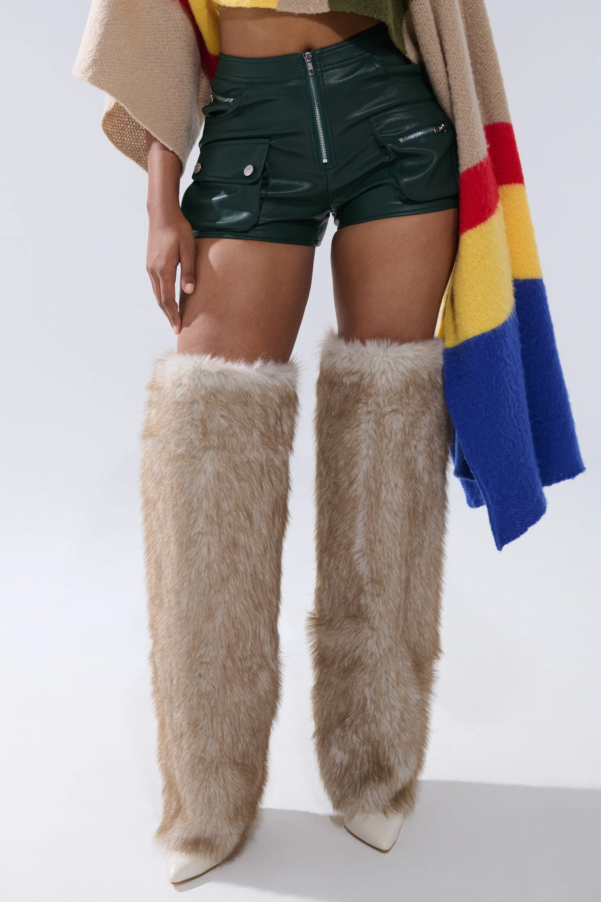 FAUX LEATHER MINI CARGO SHORTS sold by AKIRA product image thumbnail 2