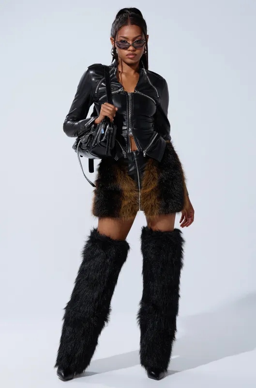 TOUCH ME IN THE MORNING FUR SKIRT sold by AKIRA