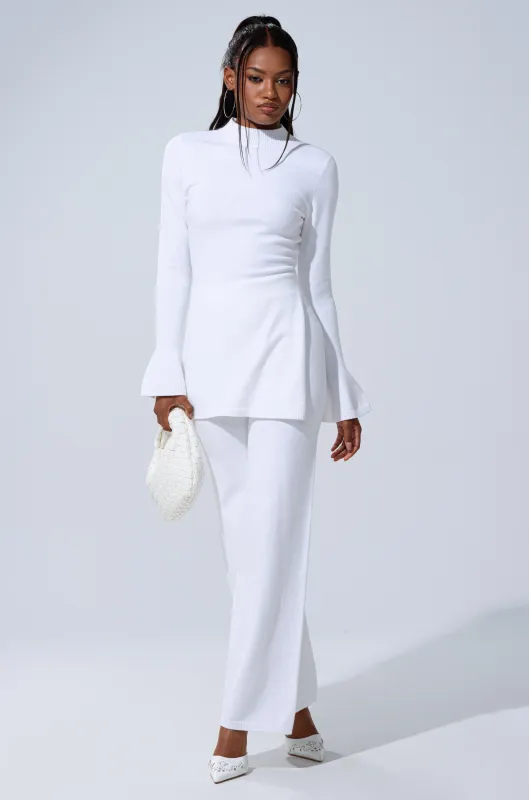 GET COZY WITH ME WIDE LEG PANT IN WHITE sold by AKIRA