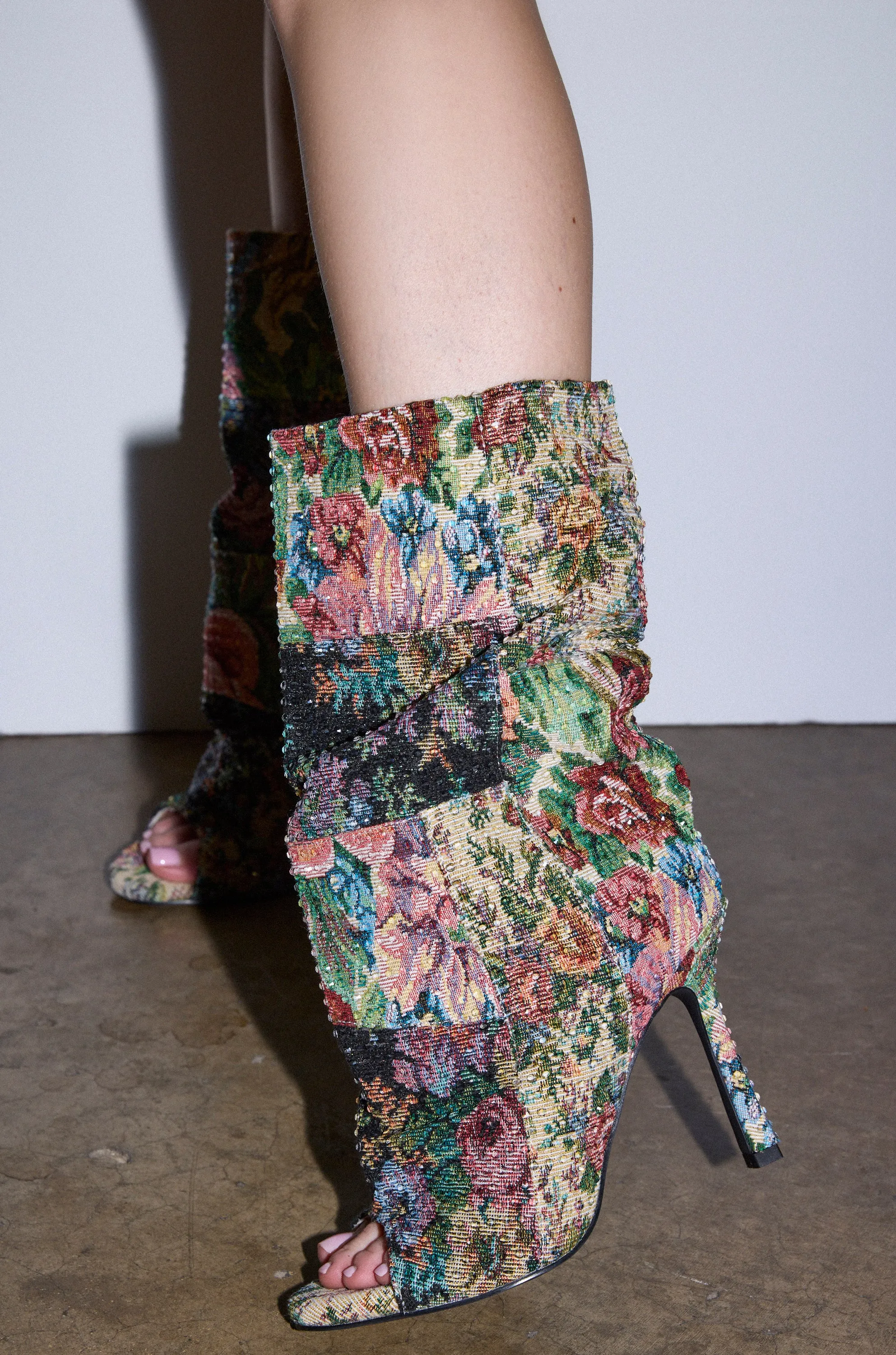 AZALEA WANG JONICE FLORAL RHINESTONE EMBELLISHED OPEN TOE BOOTIE sold by AKIRA product image thumbnail 4