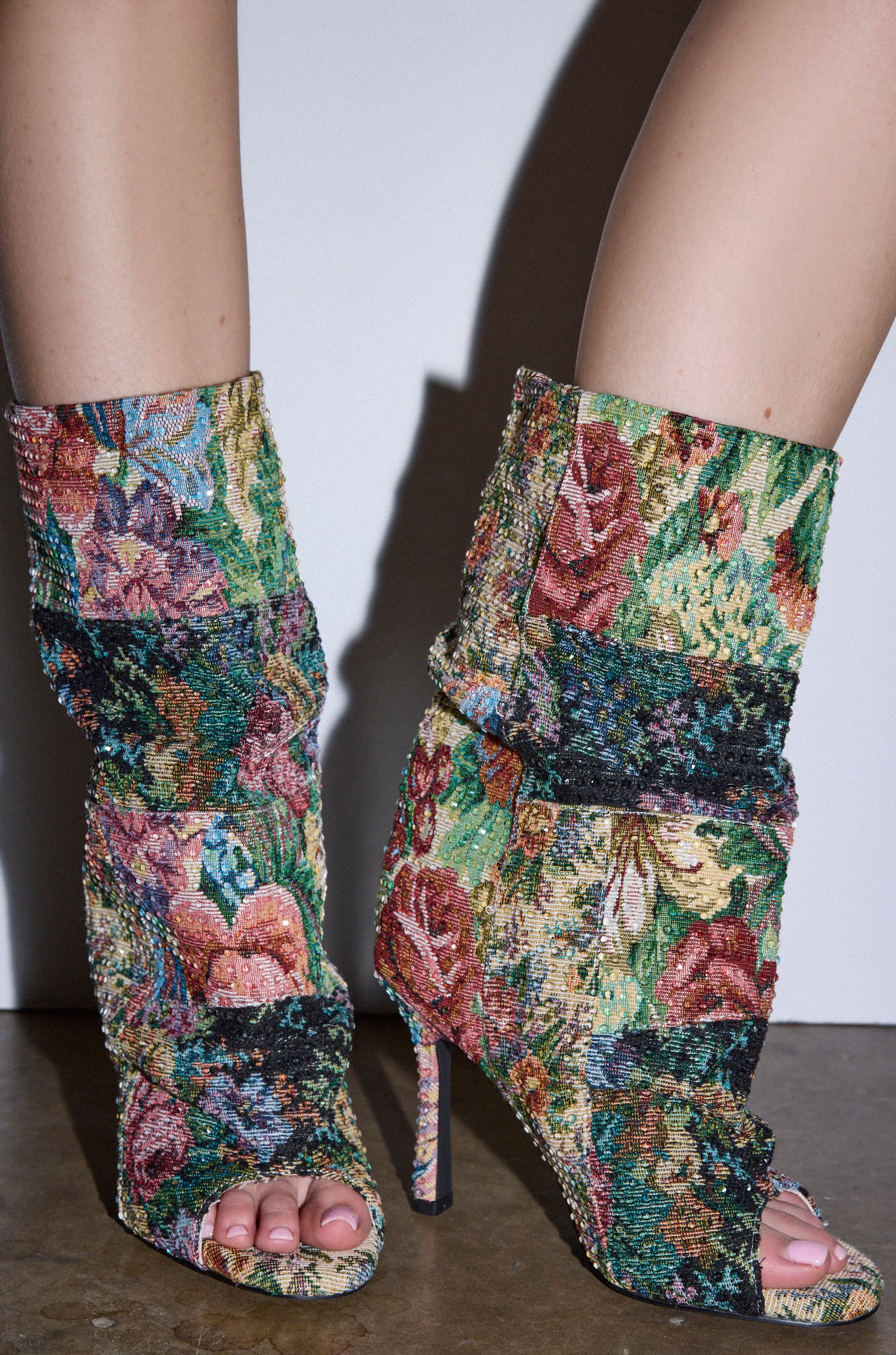 AZALEA WANG JONICE FLORAL RHINESTONE EMBELLISHED OPEN TOE BOOTIE sold by AKIRA product image thumbnail 5