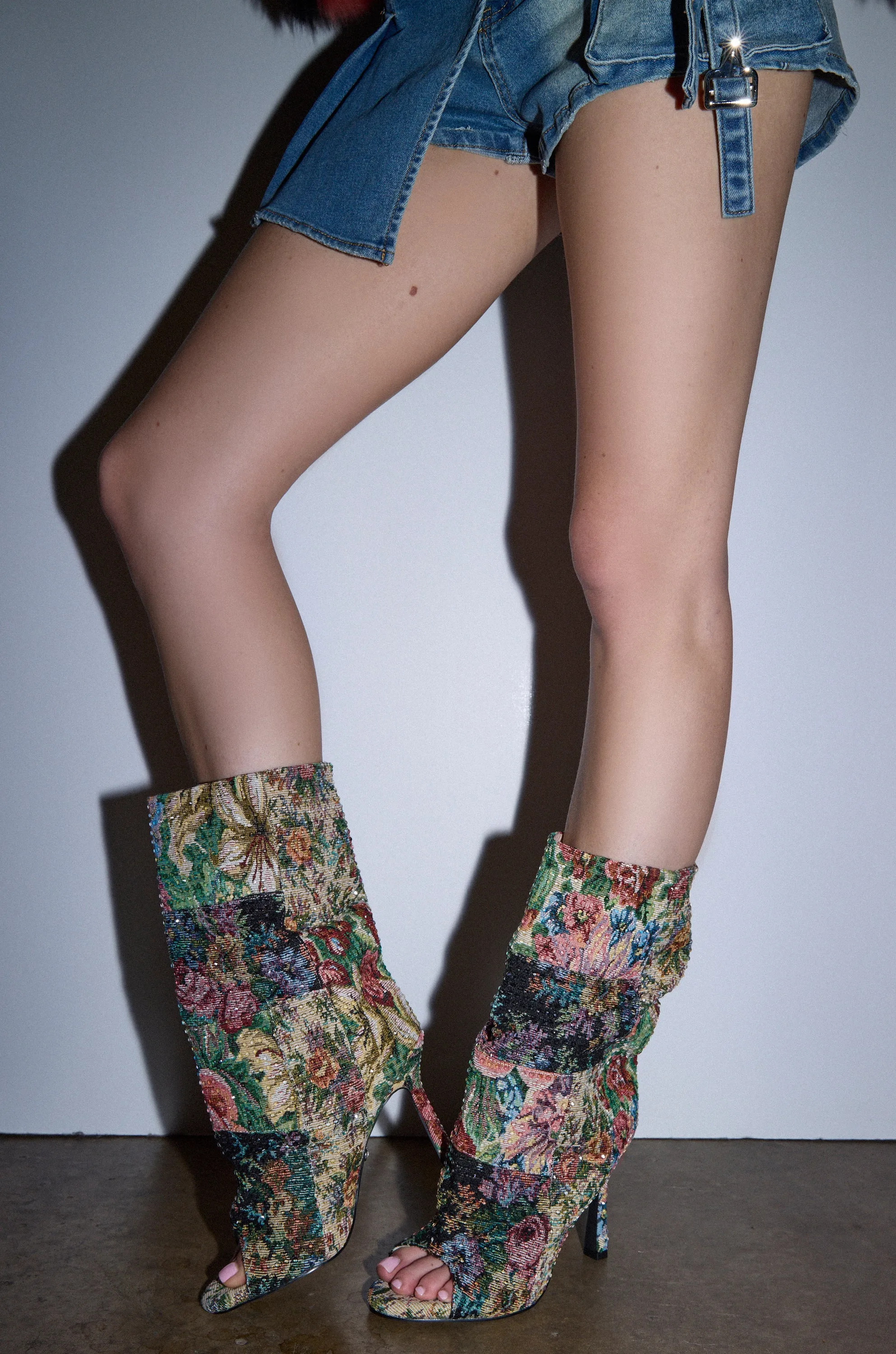 AZALEA WANG JONICE FLORAL RHINESTONE EMBELLISHED OPEN TOE BOOTIE sold by AKIRA product image thumbnail 2