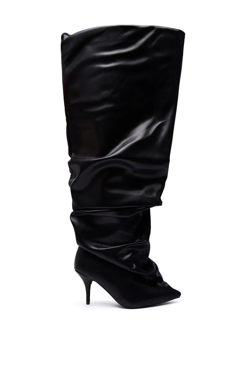 AZALEA WANG RUBIUS BLACK EXTREME RUCHED BOOT sold by AKIRA product image thumbnail 3