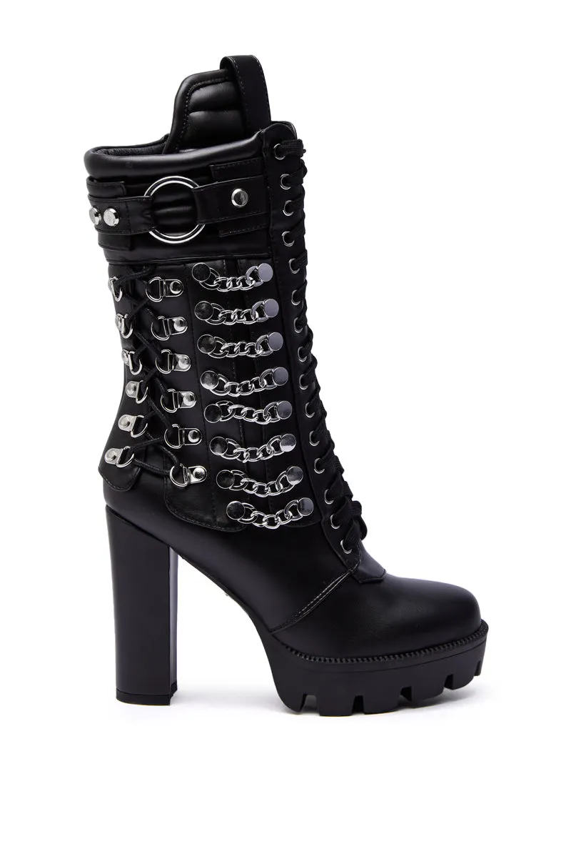 AZALEA WANG LUUK BLACK METAL HARDWARE EMBELLISHED CHUNKY BOOTIE sold by AKIRA product image thumbnail 5