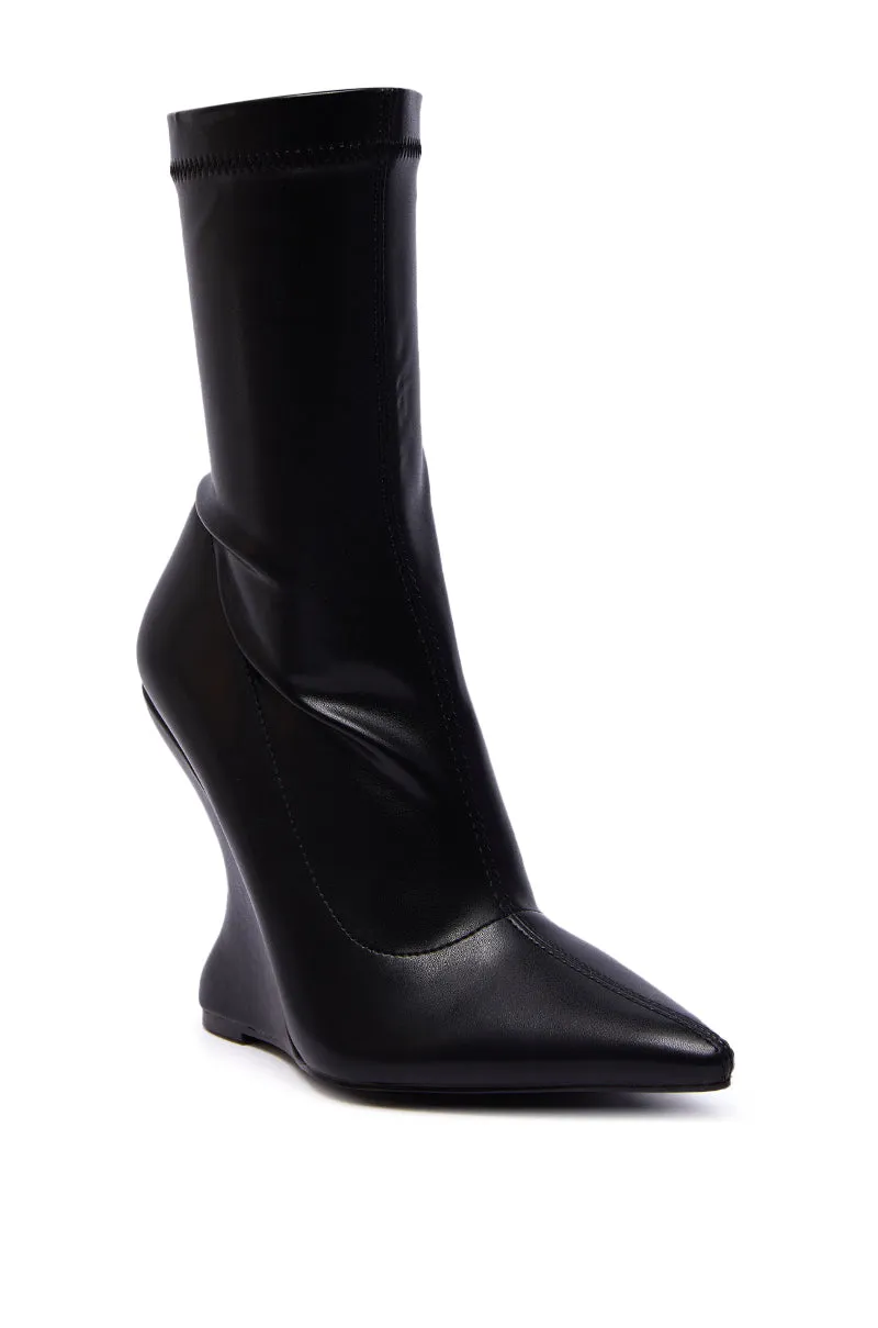 AZALEA WANG DAMAN BLACK PU WEDGE BOOTIE sold by AKIRA product image thumbnail 5