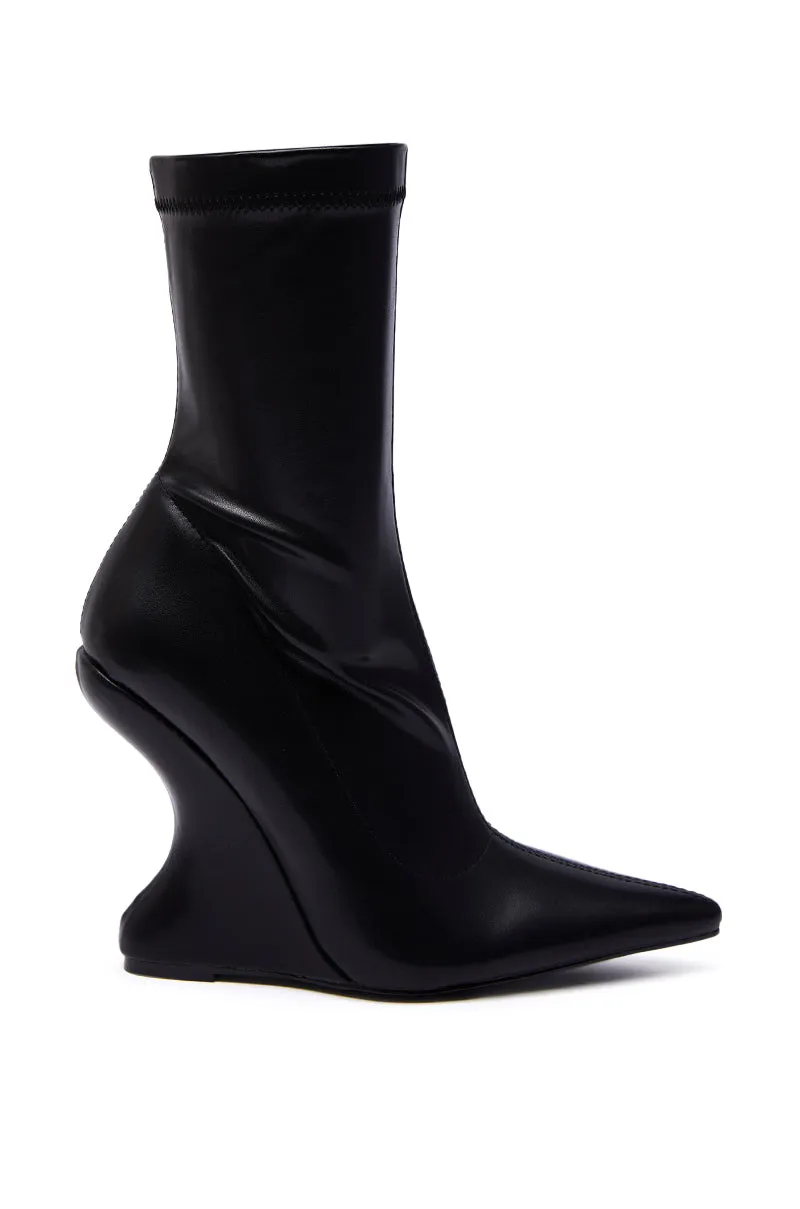 AZALEA WANG DAMAN BLACK PU WEDGE BOOTIE sold by AKIRA product image thumbnail 4