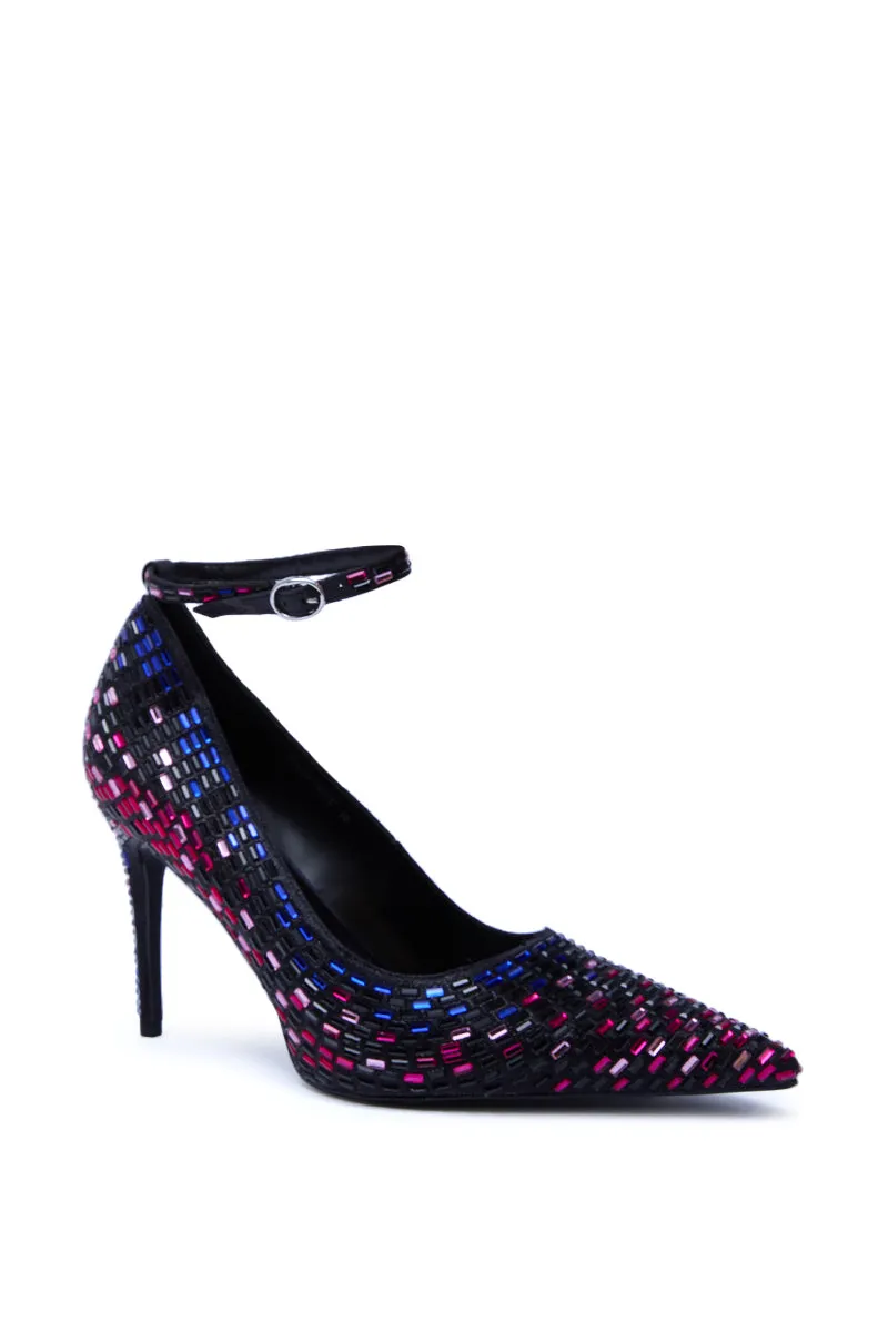 AZALEA WANG TEAGAN BLACK MULTI RHINESTONE STRAP PUMP sold by AKIRA product image thumbnail 4