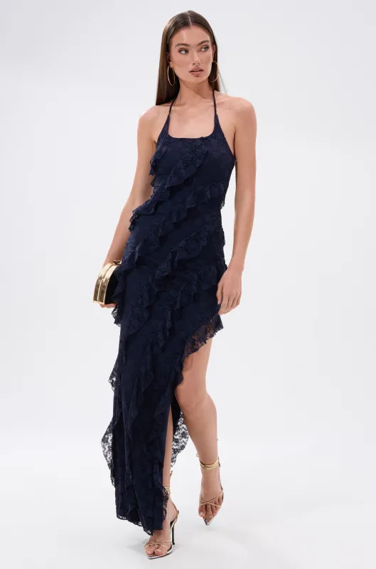 I GOT IT ALL LACE MIDI DRESS IN NAVY sold by AKIRA