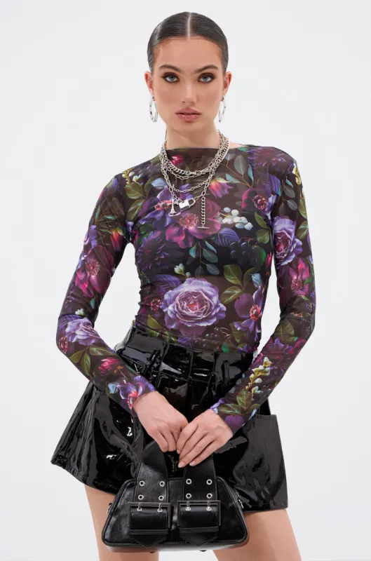ANOTHER ROSE LONG SLEEVE MESH TOP sold by AKIRA