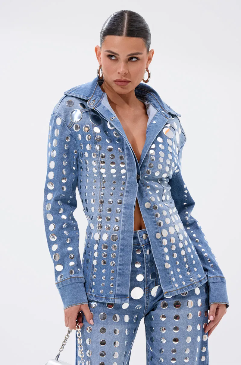 STUDS EVERYWHERE BUTTON DOWN sold by AKIRA