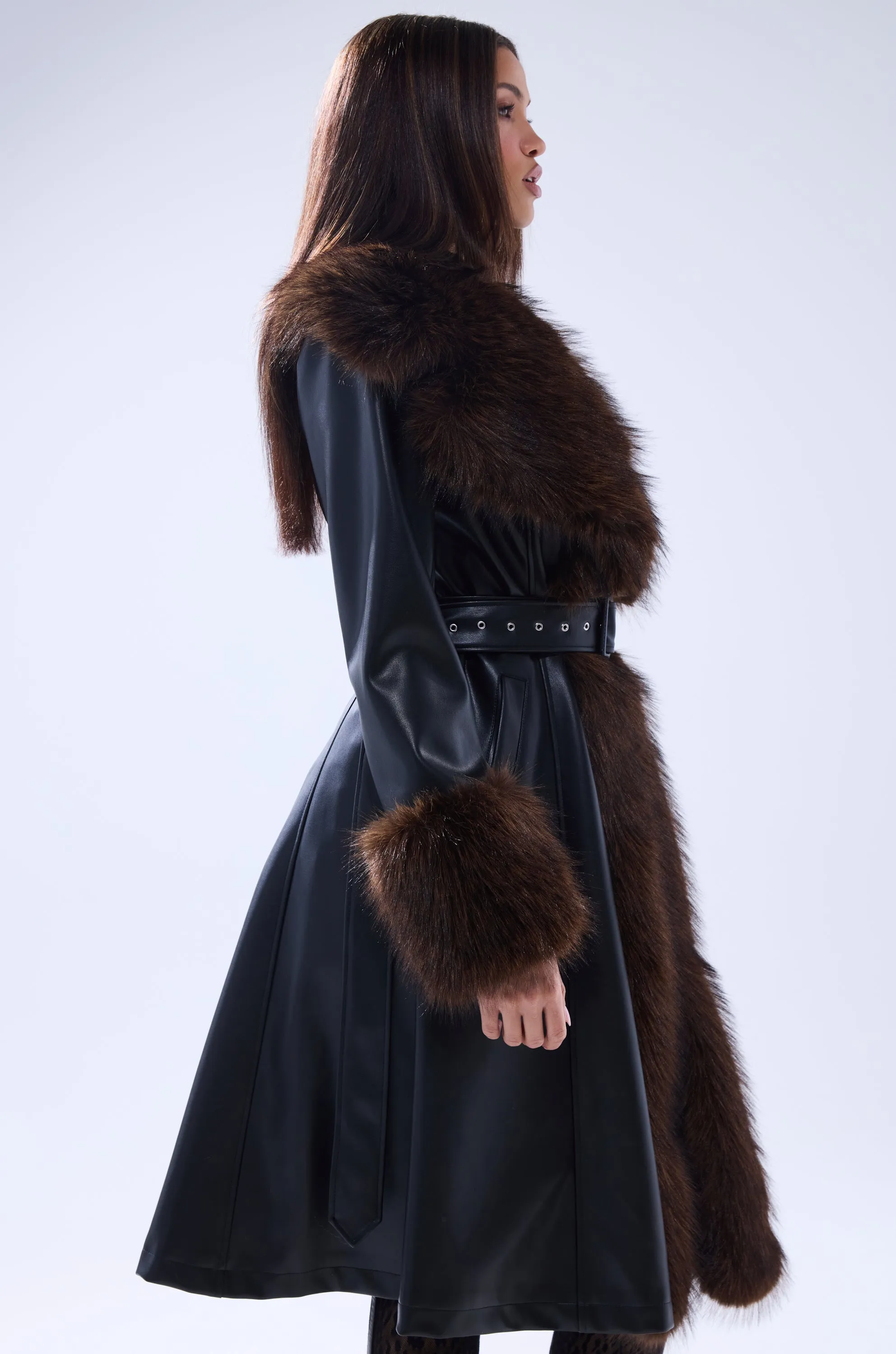 MAIN SQUEEZE FUR TRIM TRENCH sold by AKIRA product image thumbnail 3