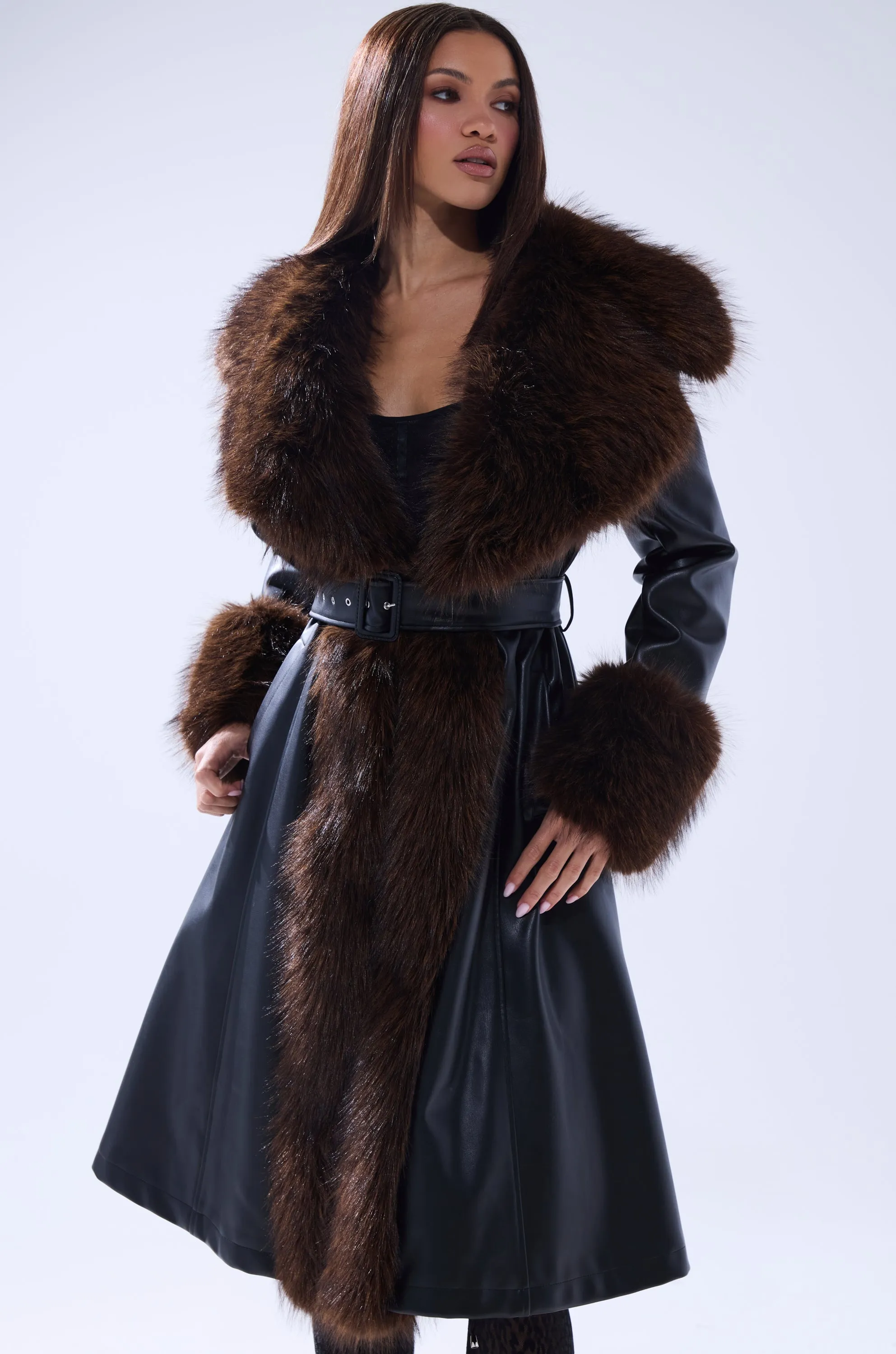 MAIN SQUEEZE FUR TRIM TRENCH sold by AKIRA product image thumbnail 2