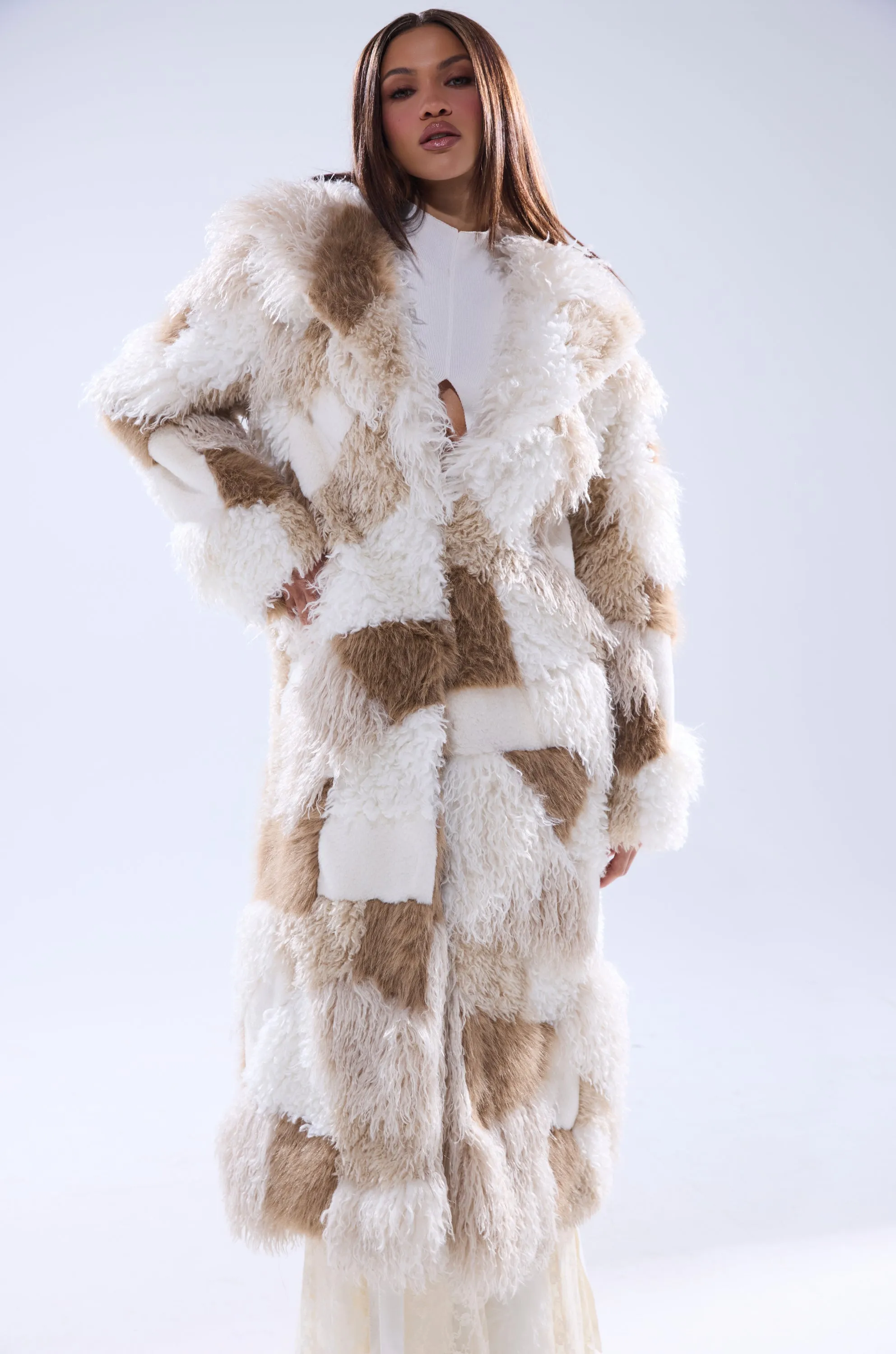 IN MY FEELS PATCHWORK FAUX FUR COAT sold by AKIRA product image thumbnail 4