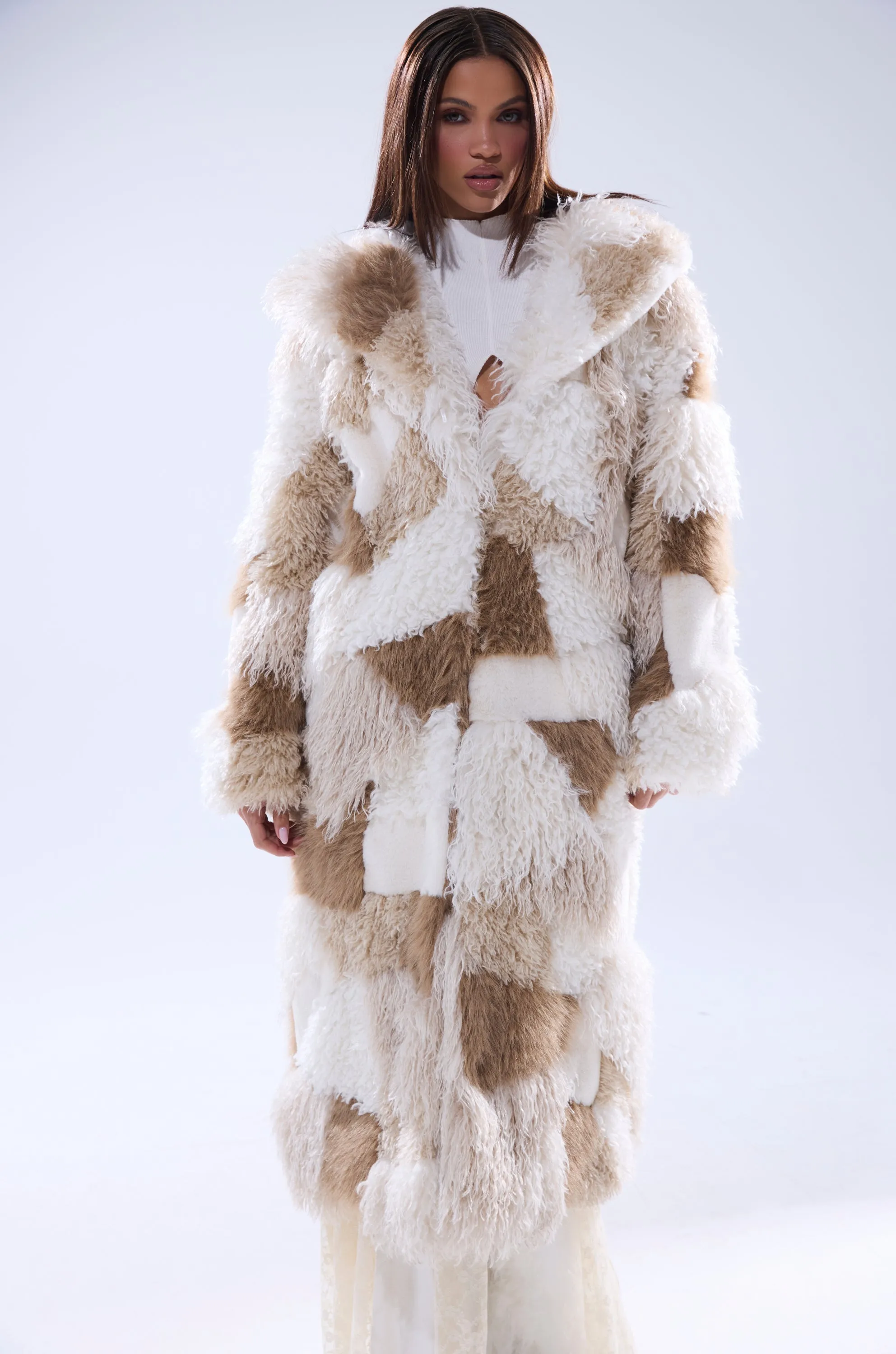 IN MY FEELS PATCHWORK FAUX FUR COAT sold by AKIRA product image thumbnail 3