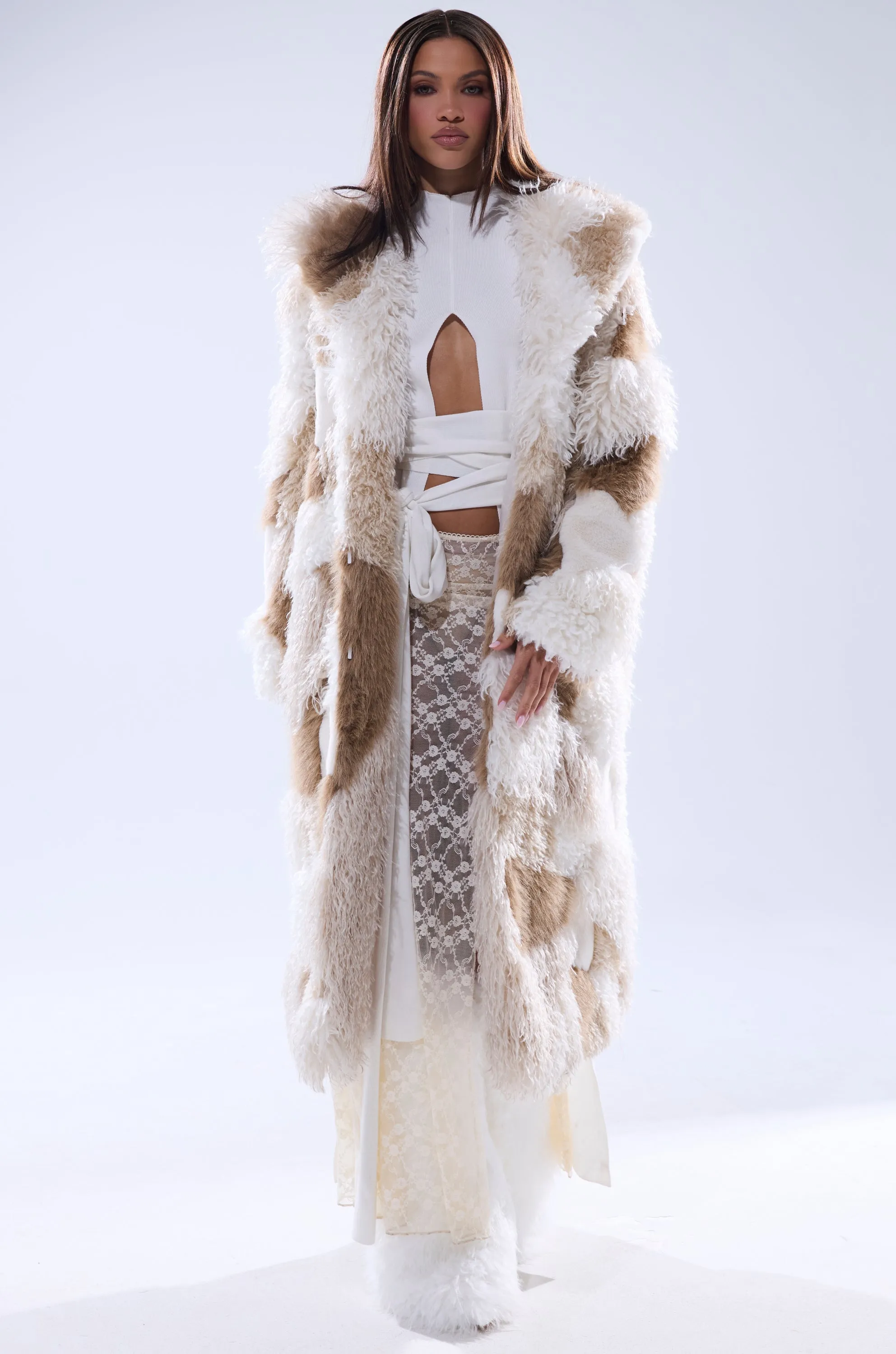 IN MY FEELS PATCHWORK FAUX FUR COAT sold by AKIRA product image thumbnail 2