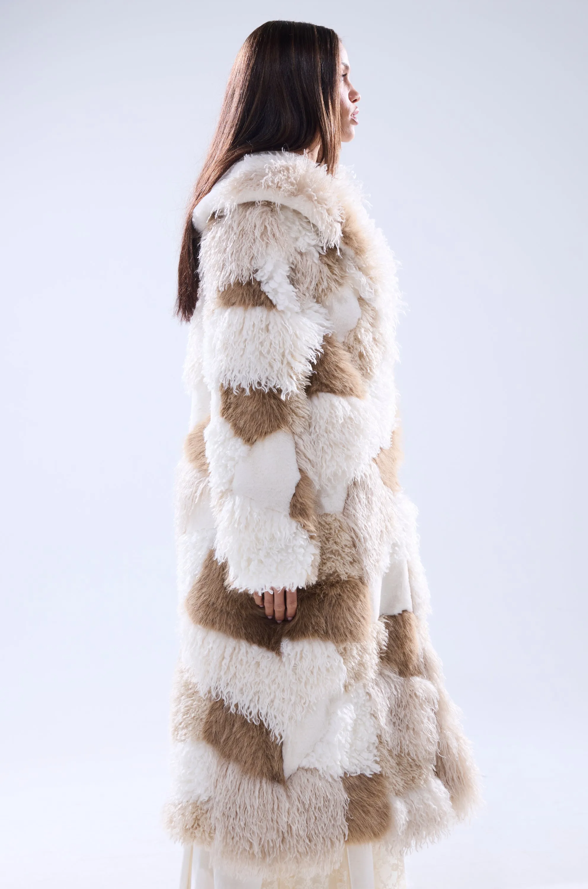 IN MY FEELS PATCHWORK FAUX FUR COAT sold by AKIRA product image thumbnail 5
