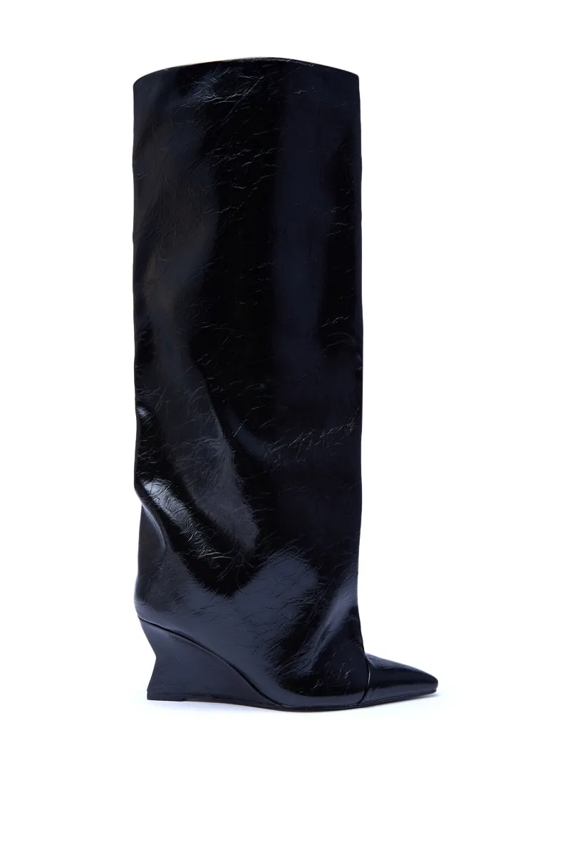 AZALEA WANG KENYA BLACK KNEE HIGH WEDGE BOOT sold by AKIRA product image thumbnail 3