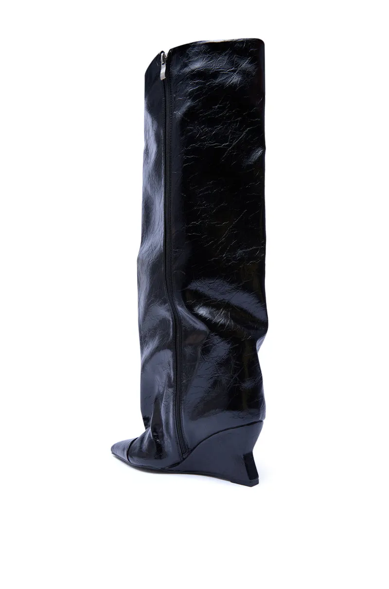 AZALEA WANG KENYA BLACK KNEE HIGH WEDGE BOOT sold by AKIRA product image thumbnail 5