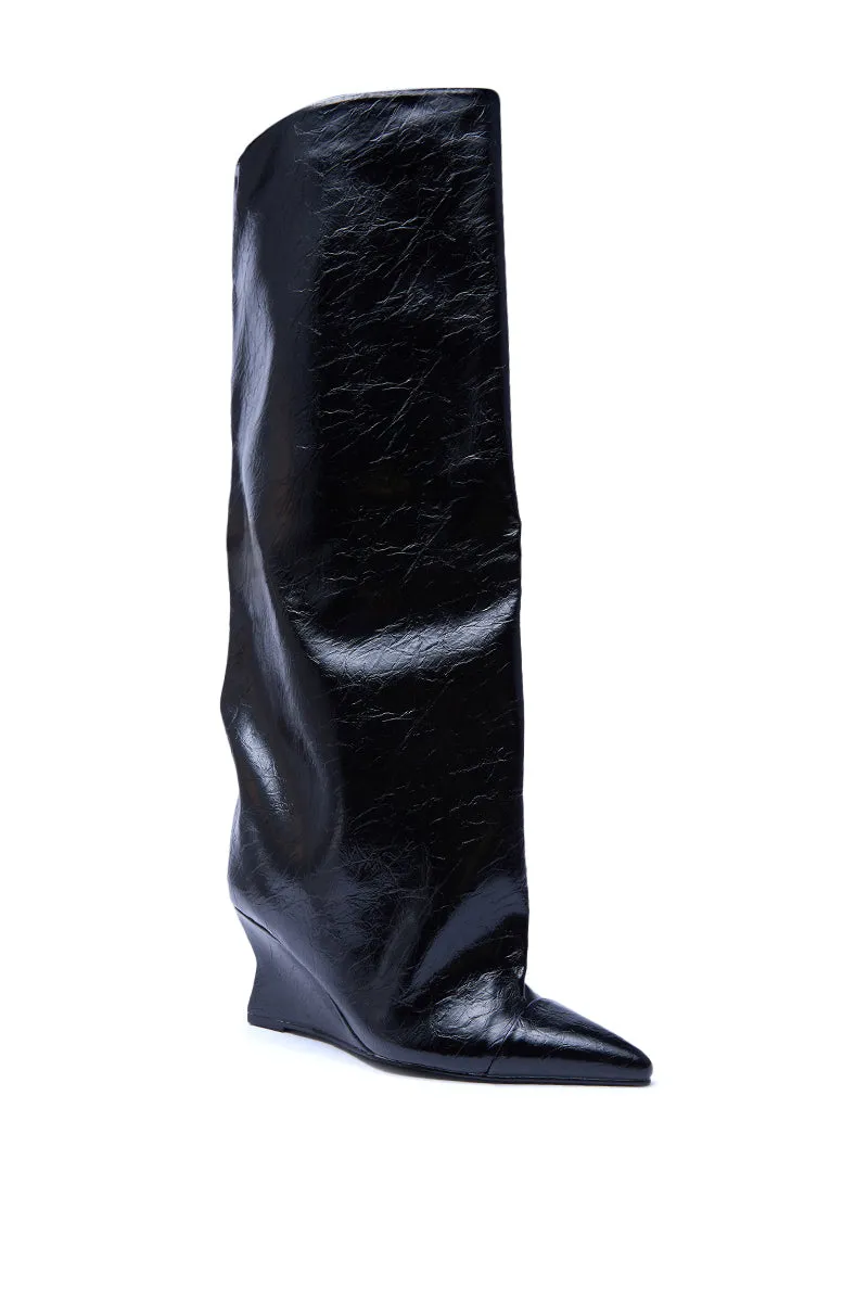 AZALEA WANG KENYA BLACK KNEE HIGH WEDGE BOOT sold by AKIRA product image thumbnail 4
