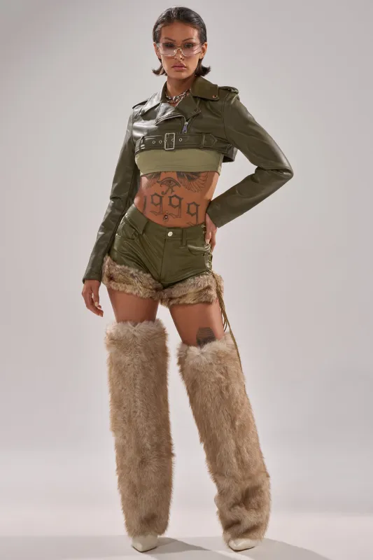 TRAMP STAMP FAUX LEATHER SHORT sold by AKIRA