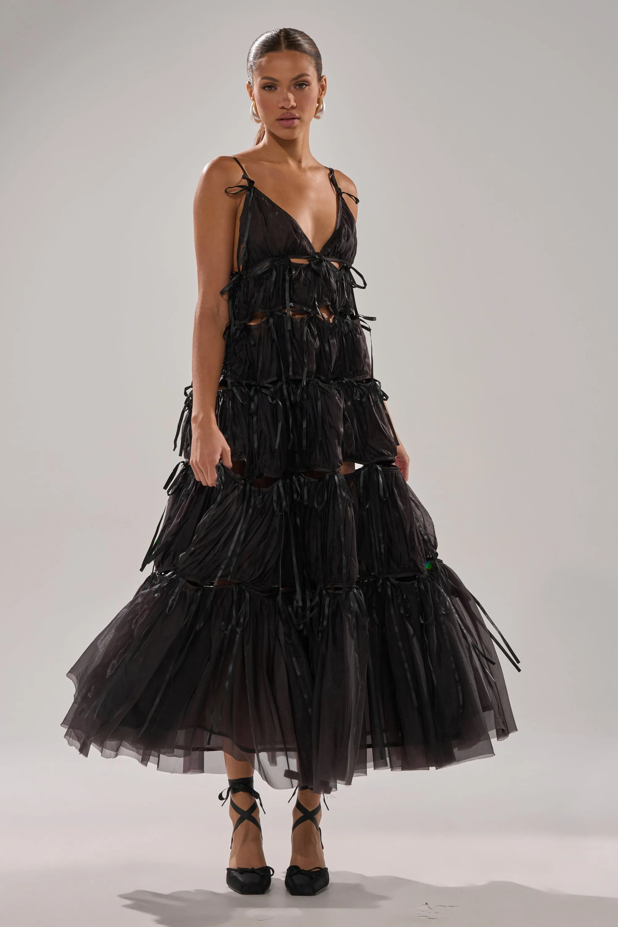 COULDN'T BE ME IF YOU TRIED TIE MAXI DRESS IN BLACK sold by AKIRA product image thumbnail 2