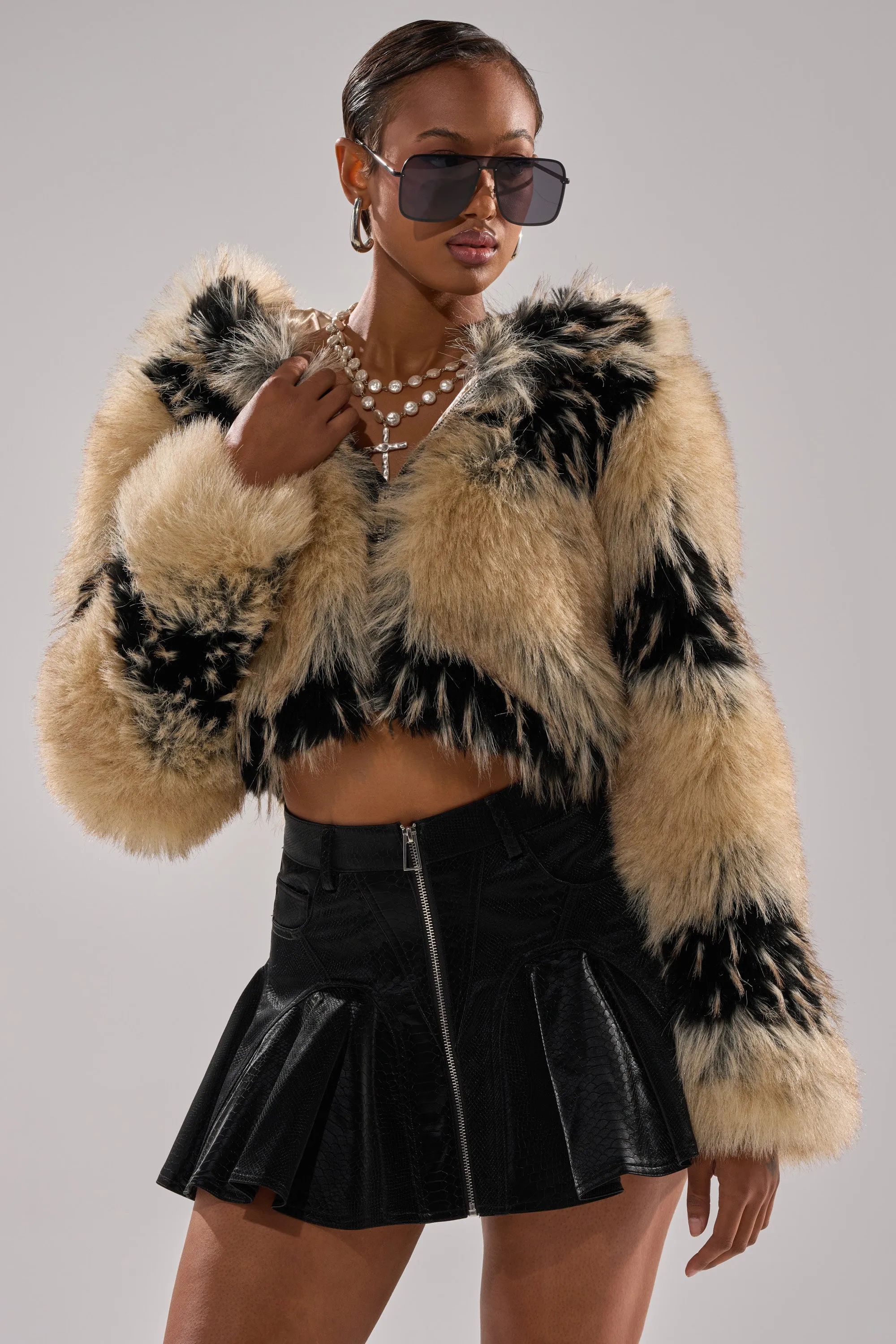 ALEXIA FAUX FUR BOMBER sold by AKIRA