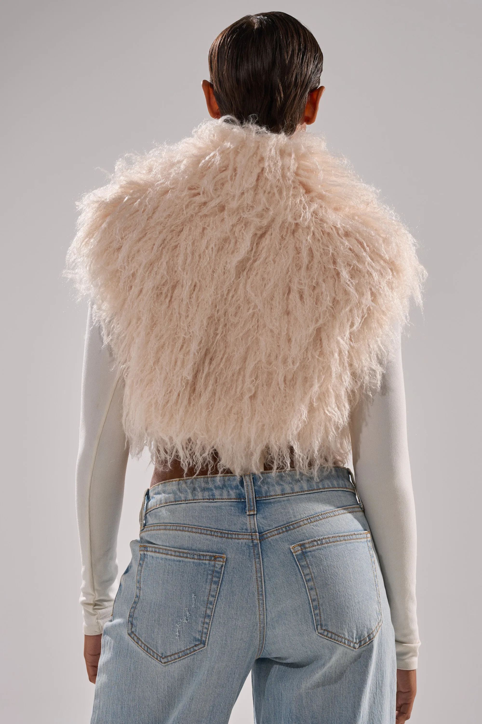 COCO CROPPED FUR VEST IN BEIGE sold by AKIRA product image thumbnail 5