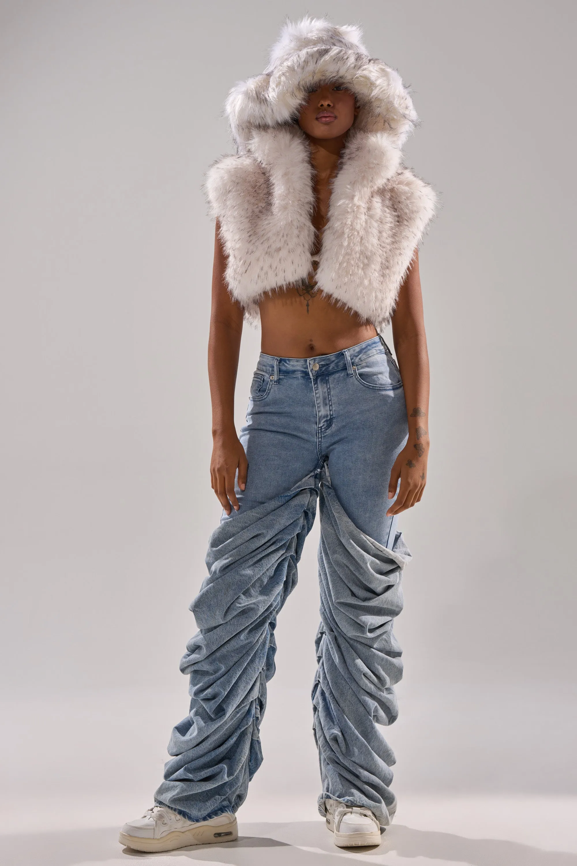 COCO CROPPED FUR VEST IN WHITE MULTI sold by AKIRA product image thumbnail 4