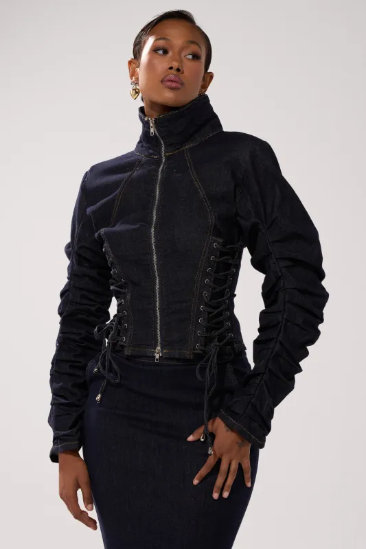 STRICTLY BUSINESS DENIM BLOUSE sold by AKIRA