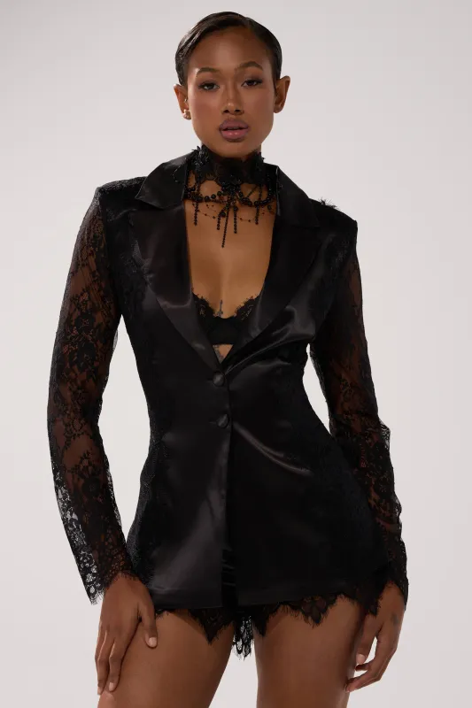 AU CONTRAIRE LACE SATIN BLAZER sold by AKIRA