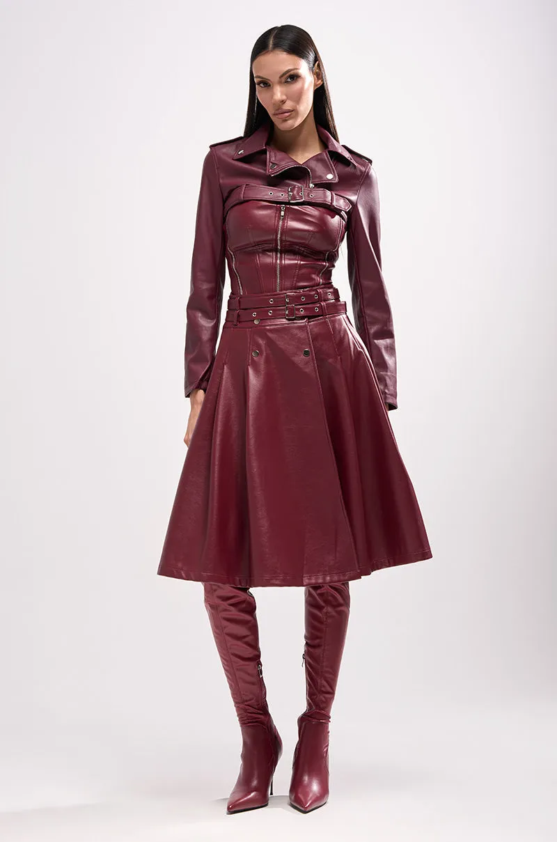 HARLEY LUXE ULTRA CROP MOTO IN BURGUNDY sold by AKIRA