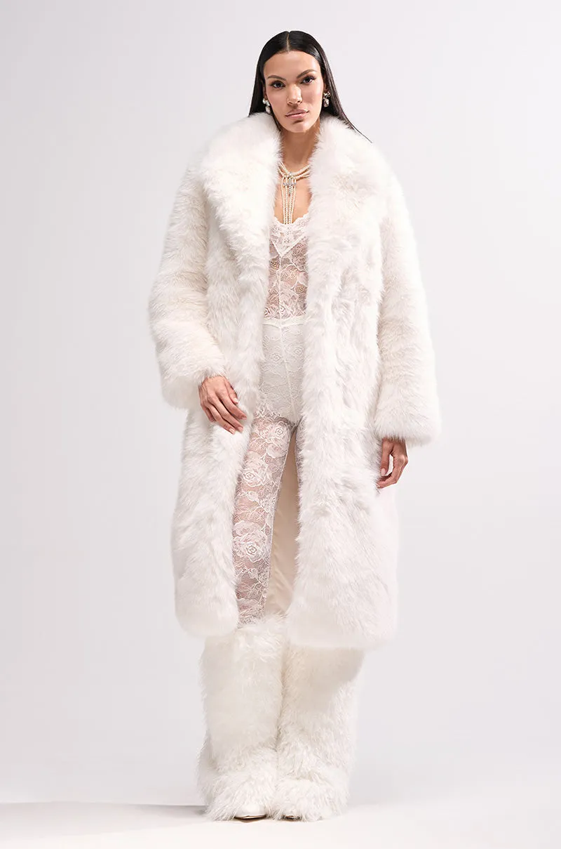 OSLO FAUX FUR COAT IN WHITE sold by AKIRA