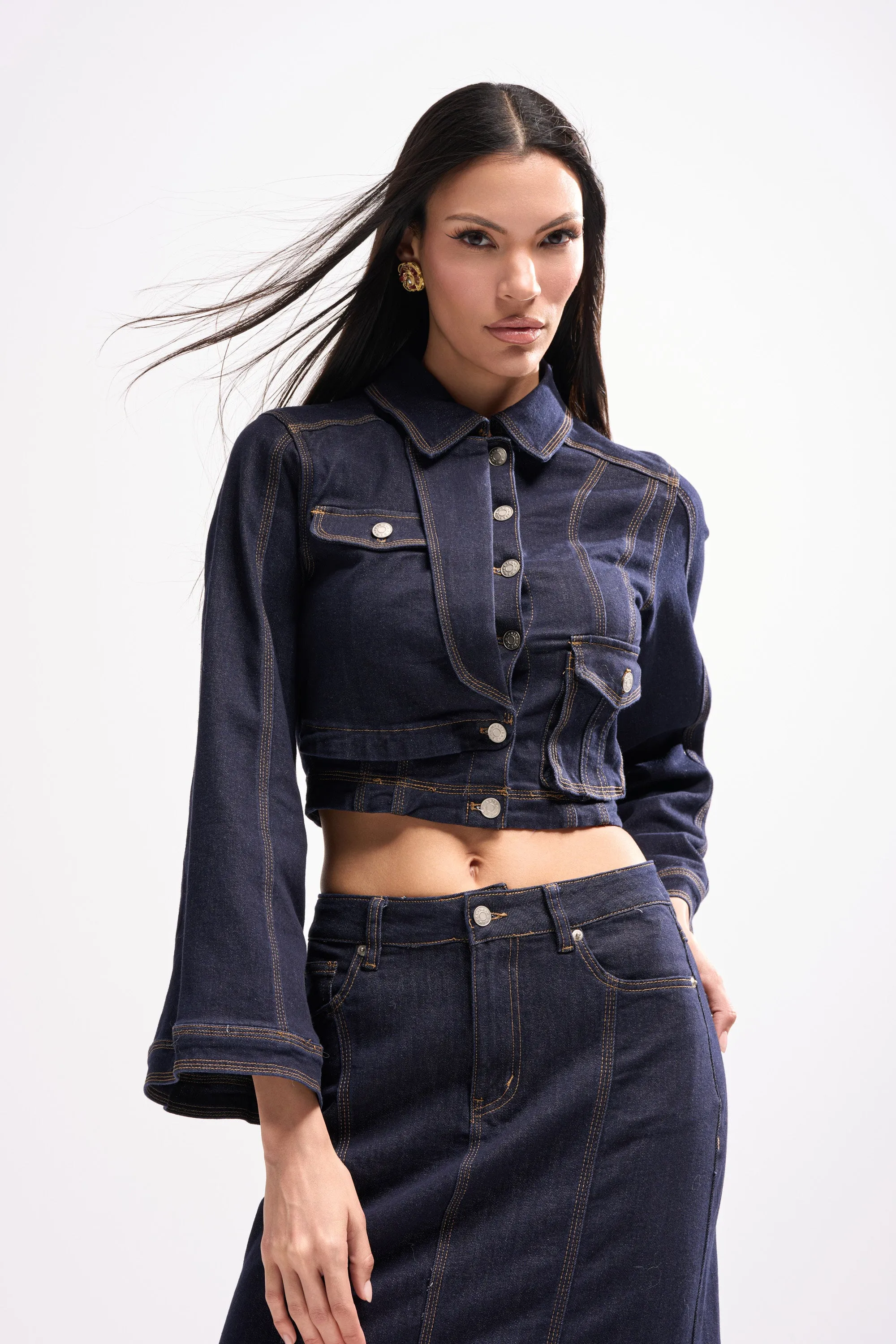 SHES GONE , DANCE ON DENIM BUTTON DOWN sold by AKIRA product image thumbnail 2