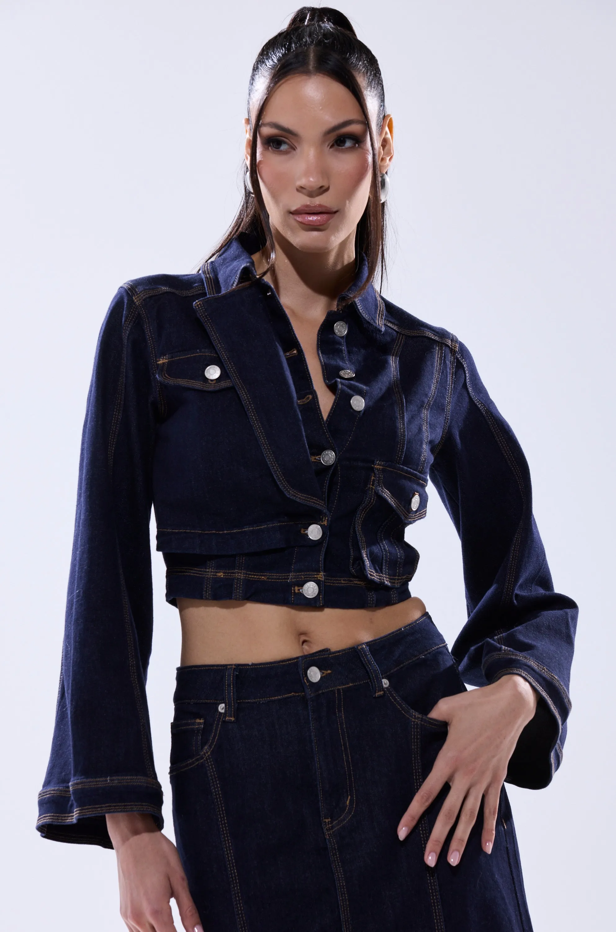 SHES GONE , DANCE ON DENIM BUTTON DOWN sold by AKIRA product image thumbnail 5